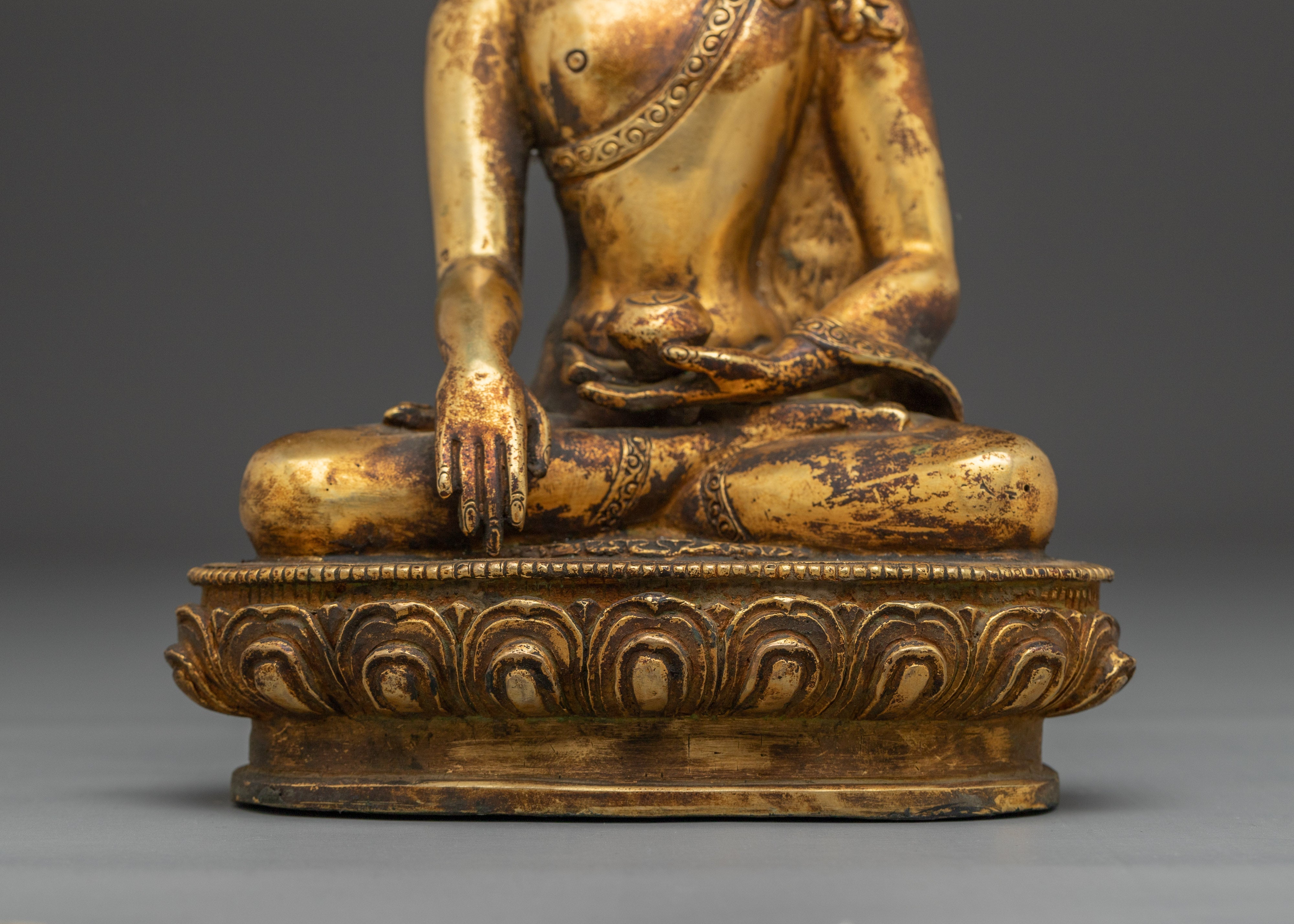 Copper And Gold Plated Shakyamuni Buddha Statue | Symbol of Calm and Divine Knowledge