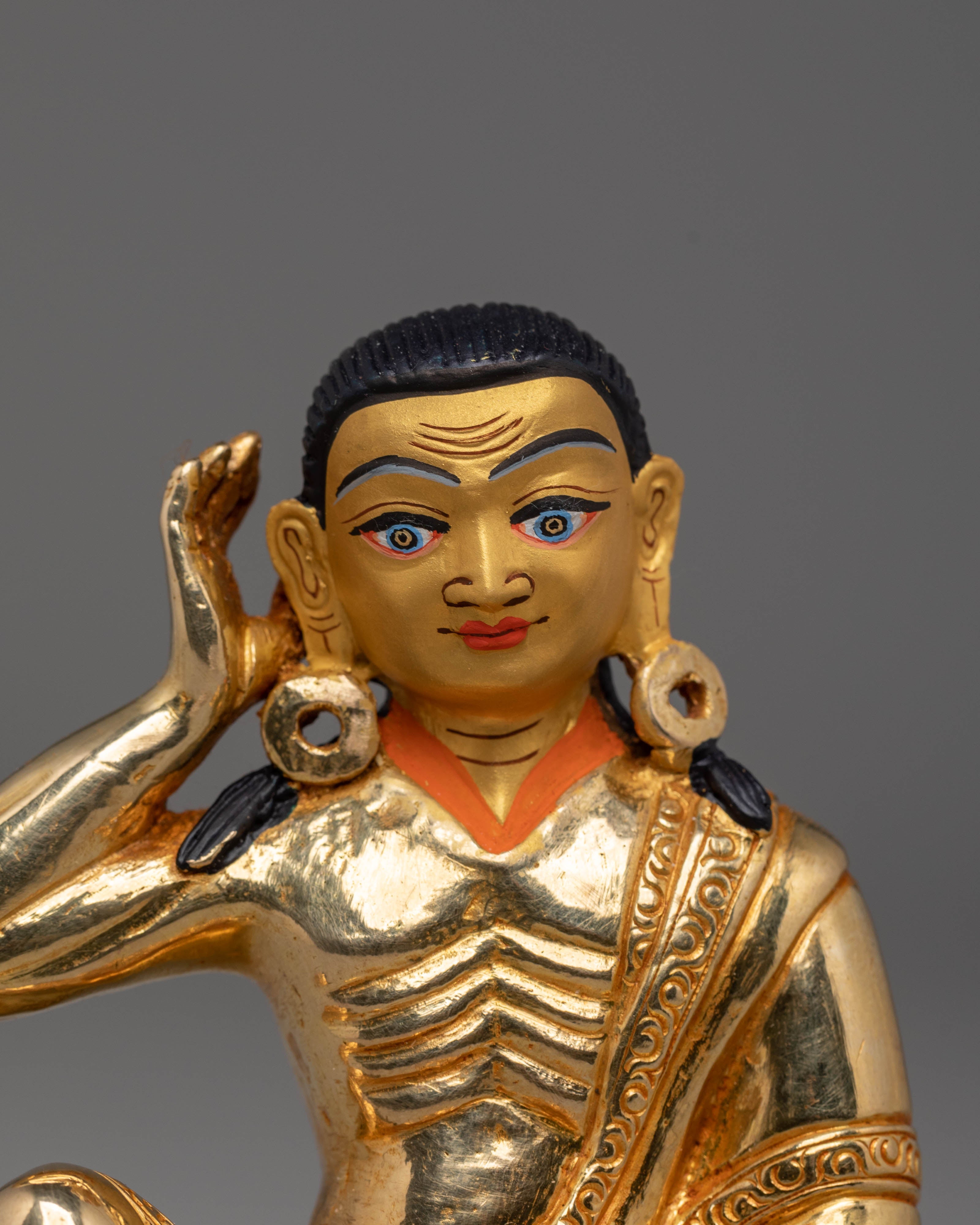 Sacred Milarepa Meditation Statue | Gold Plated Copper Figurine