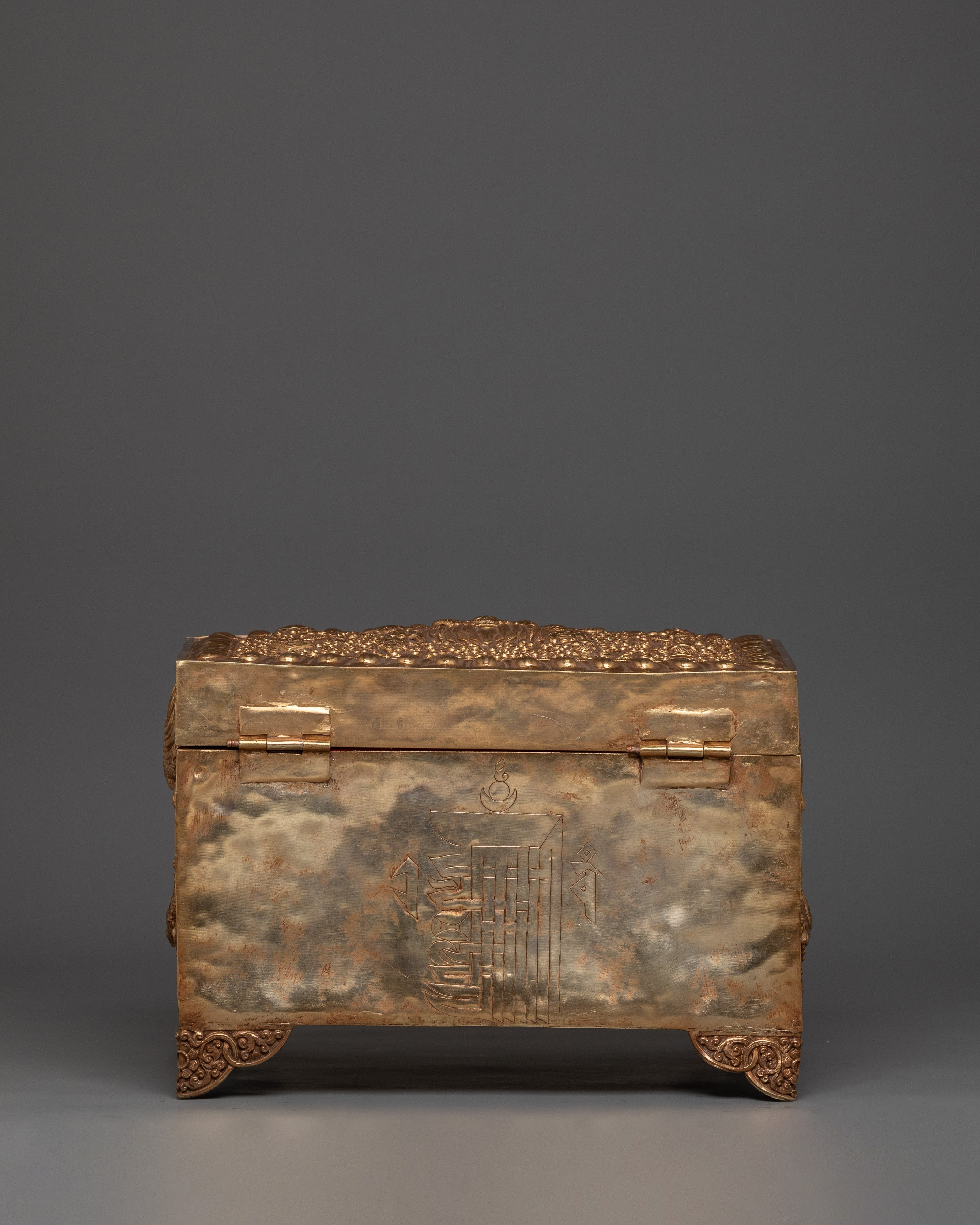 Copper Treasure Box with Gold Plating | Snow Lion Guardians