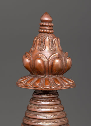 Oxidized Copper Stupa | Buddhist Shrine Artifact
