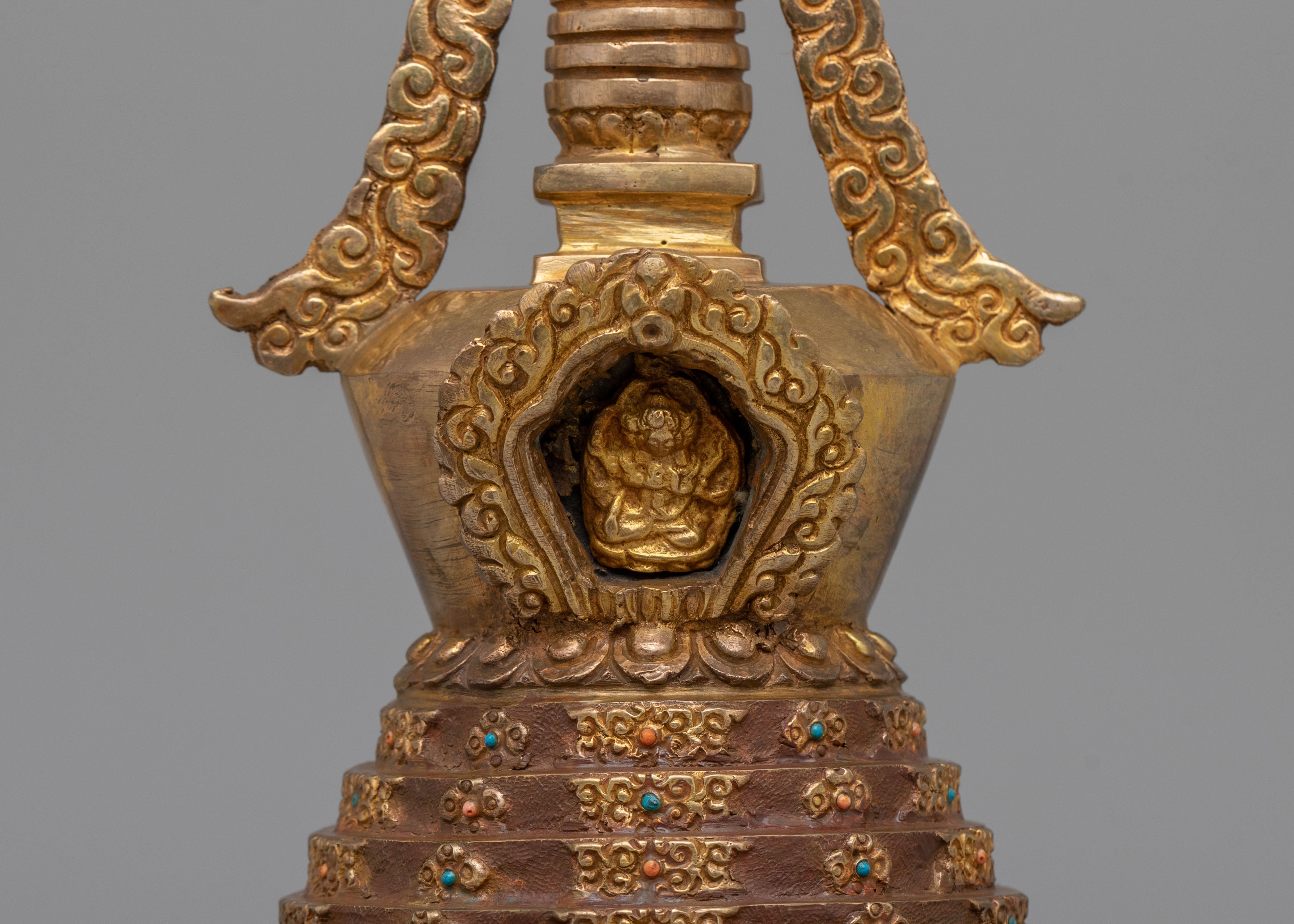 Traditional Altar Lotus Blossom Stupa | Tibetan Buddhist Decor