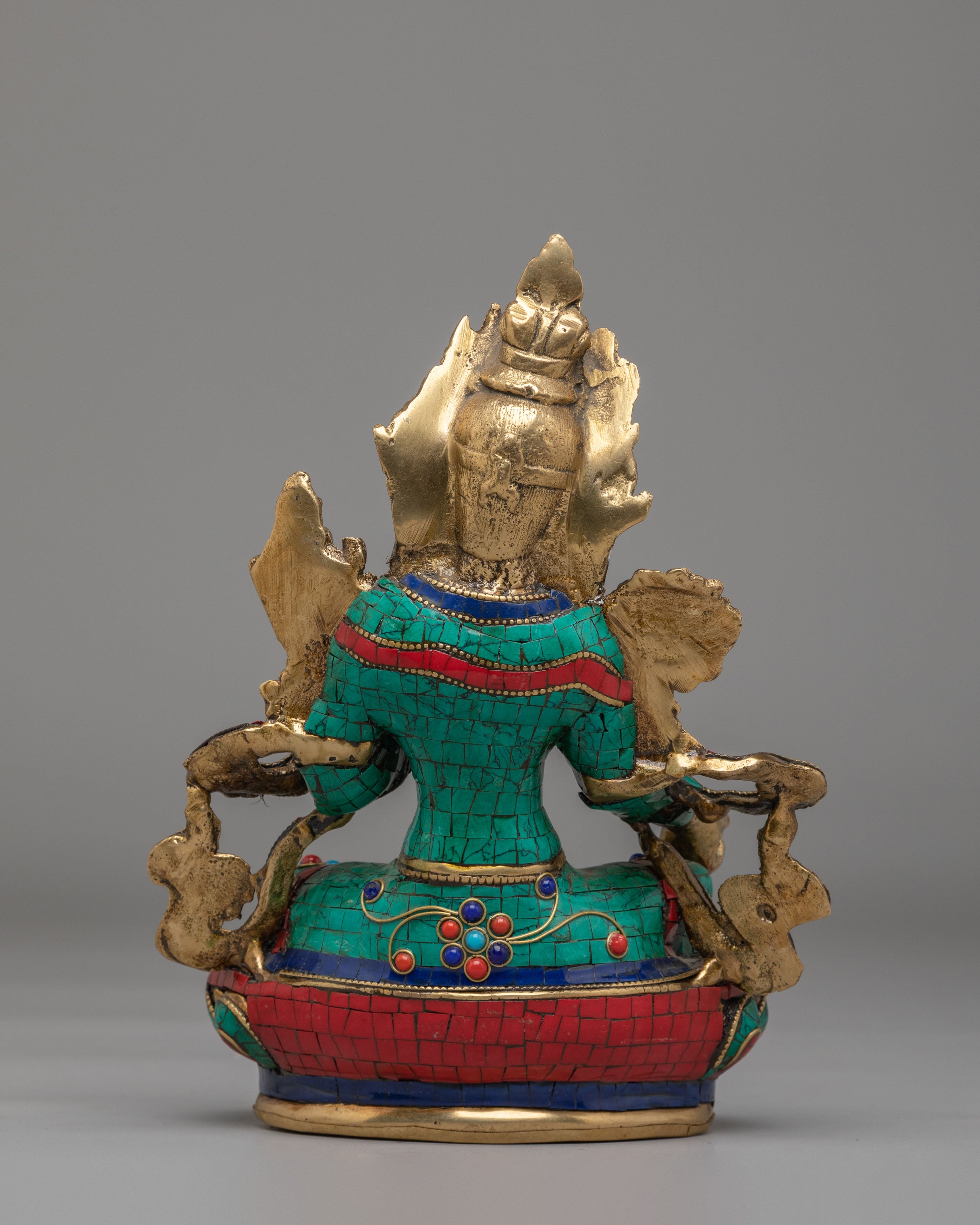 Spiritual Green Tara Buddhist Deity Statue | Tibetan Tara with Turquoise Inlay