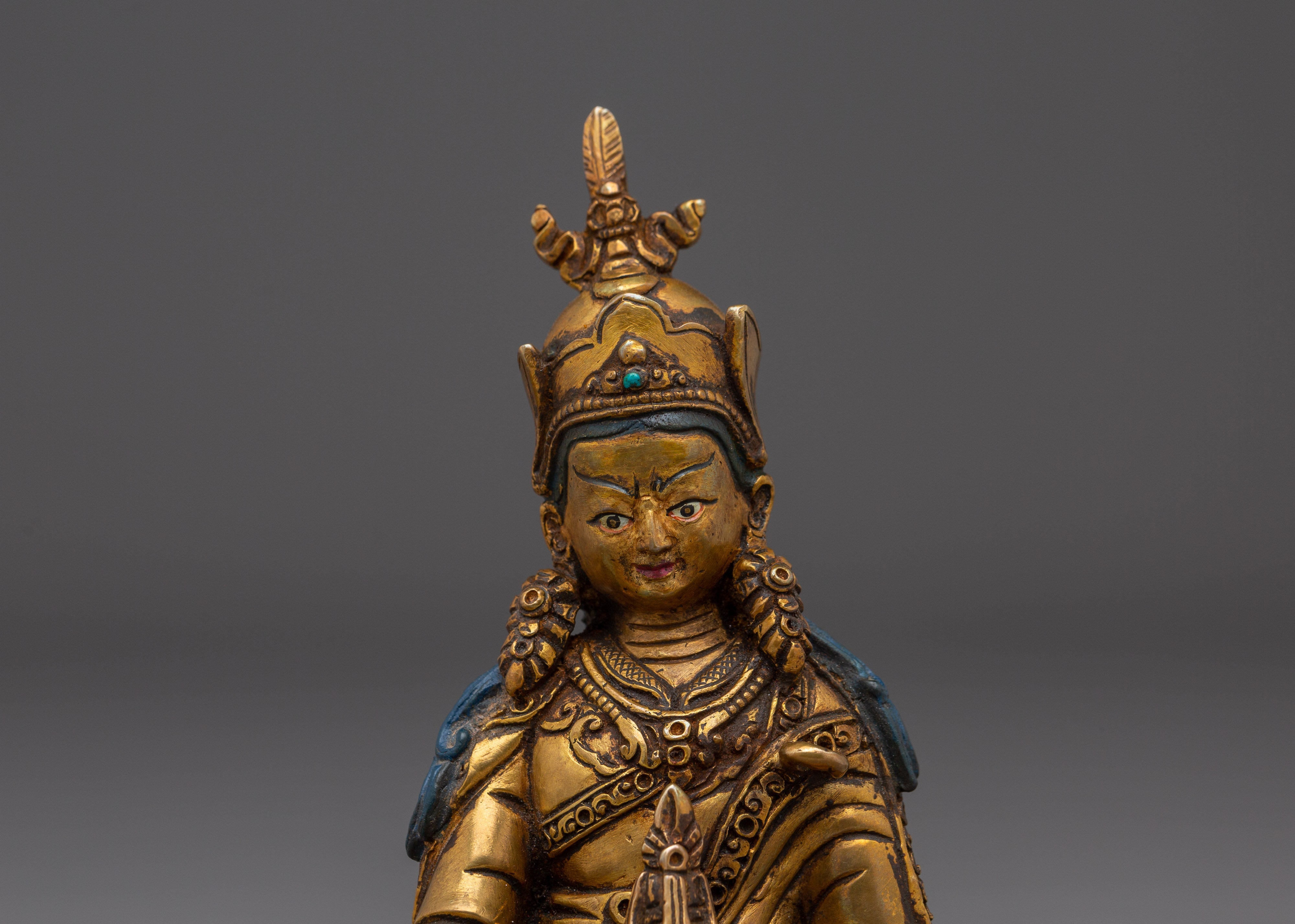 Sacred Meditation Idol Guru Rinpoche Statue | Tibetan Padmasambhava Spiritual Figurine