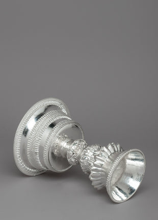Butter Lamp Buddhist Ritual Set | Silver Carved Religious Item