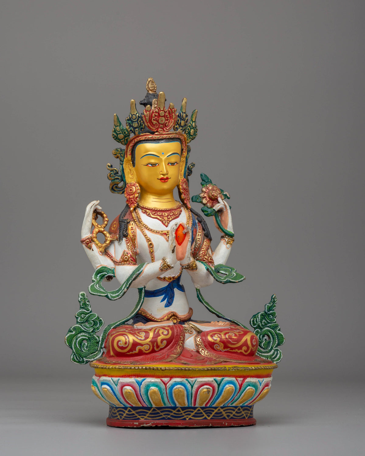 Bodhisattva four-armed Chenrezig statue | Handcrafted Copper Statue