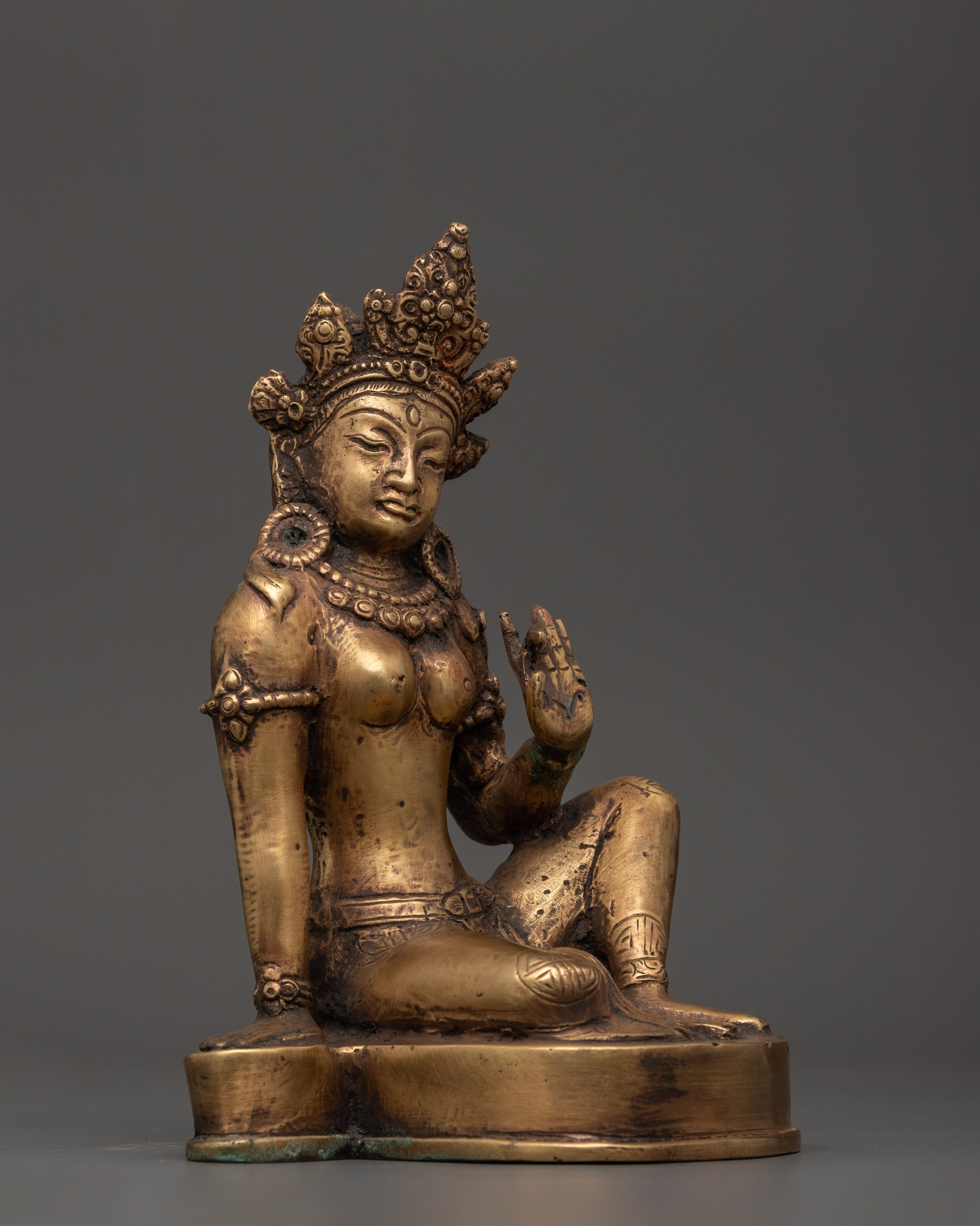 Handcrafted Brass Parvati Statue in Varada Mudra | Sacred Spiritual Home Altar Decor Statue