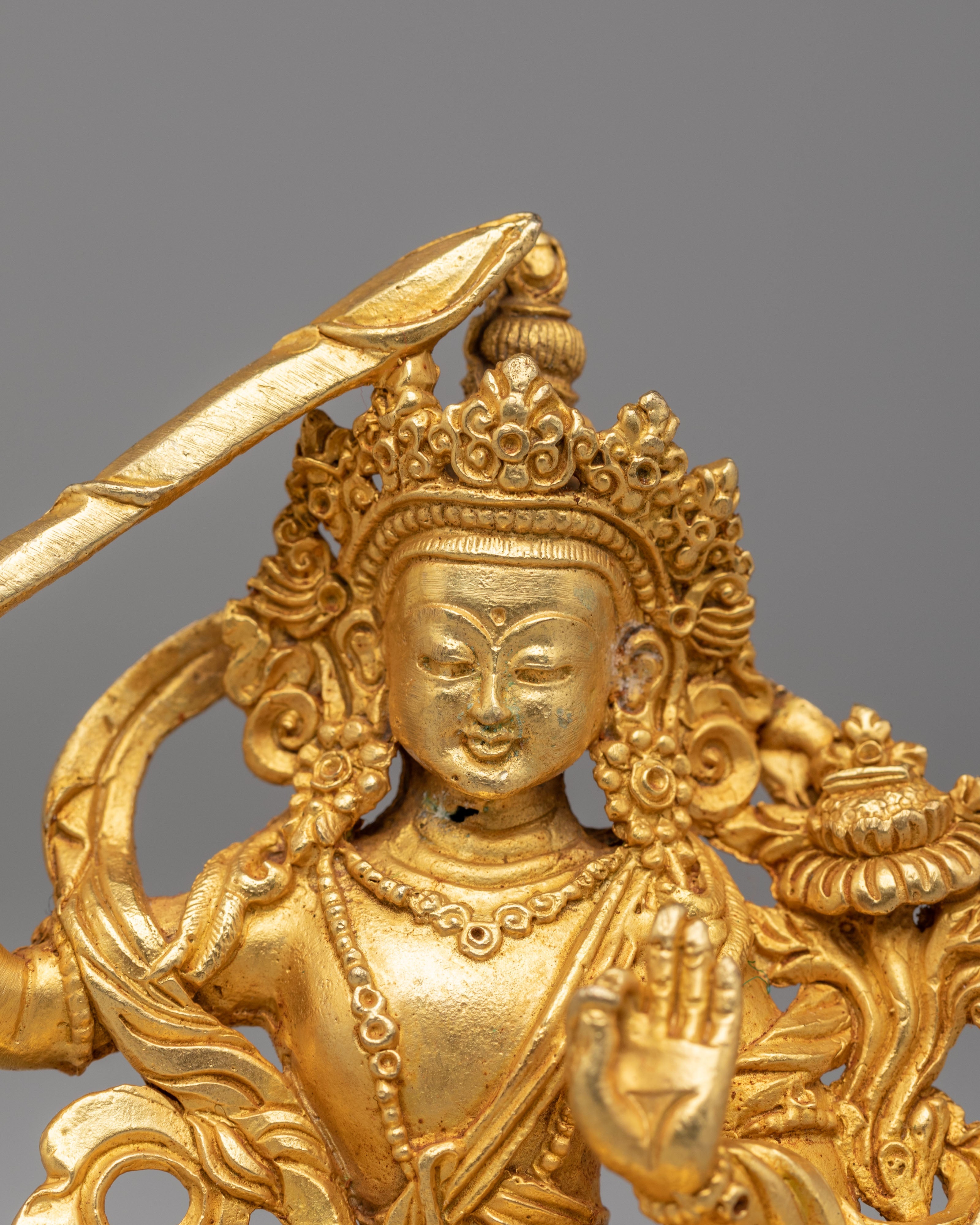 Himalayan Six Deities Statue Set | Gold Plated Buddhist Altar Decor