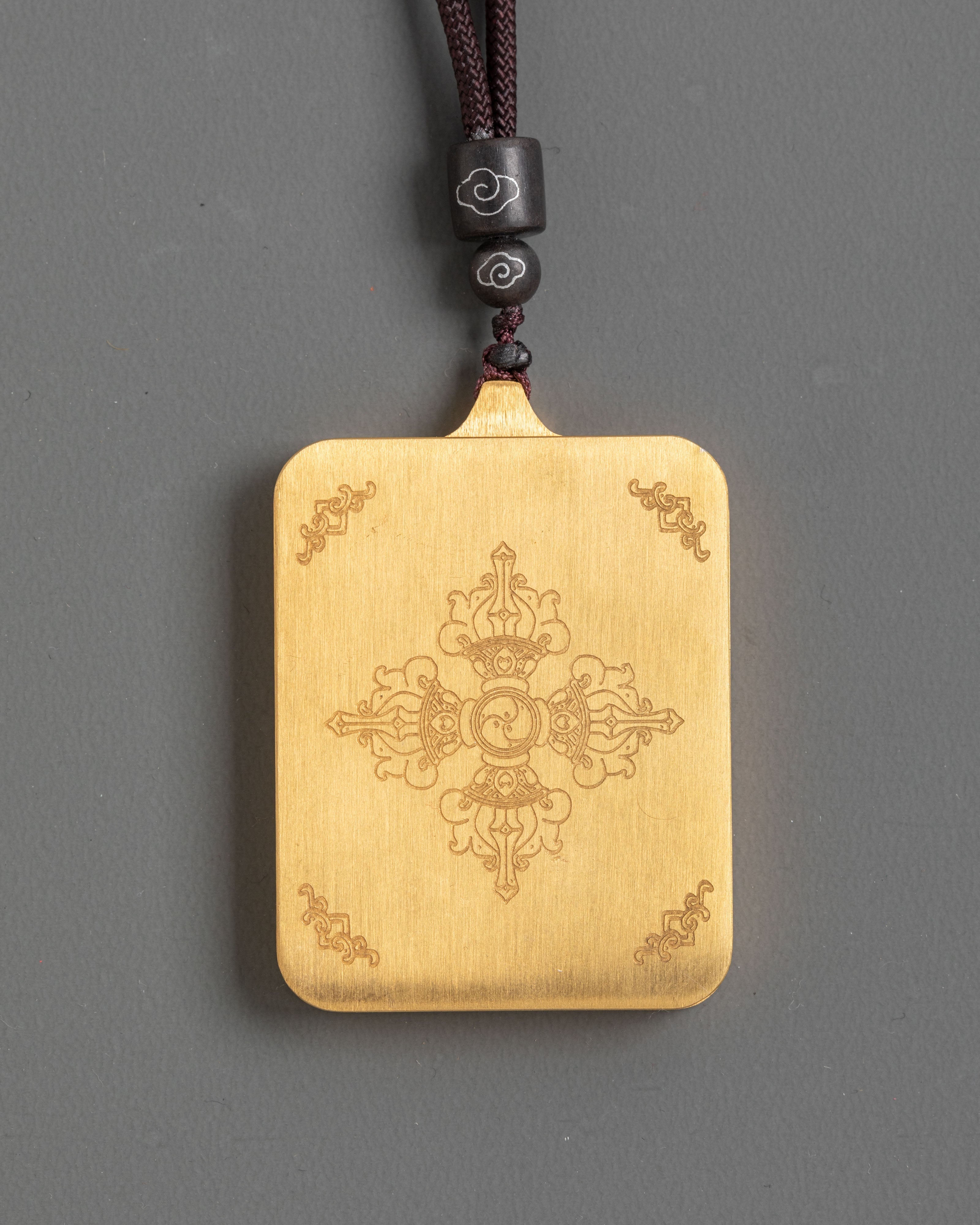Hand Painted Shakyamuni Thangka Pendant | Gold-Plated Copper Spiritual Jewelry