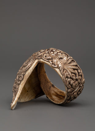 Handcrafted Conch Shell & Pure Silver Bangle | Traditional Artisan Jewelry