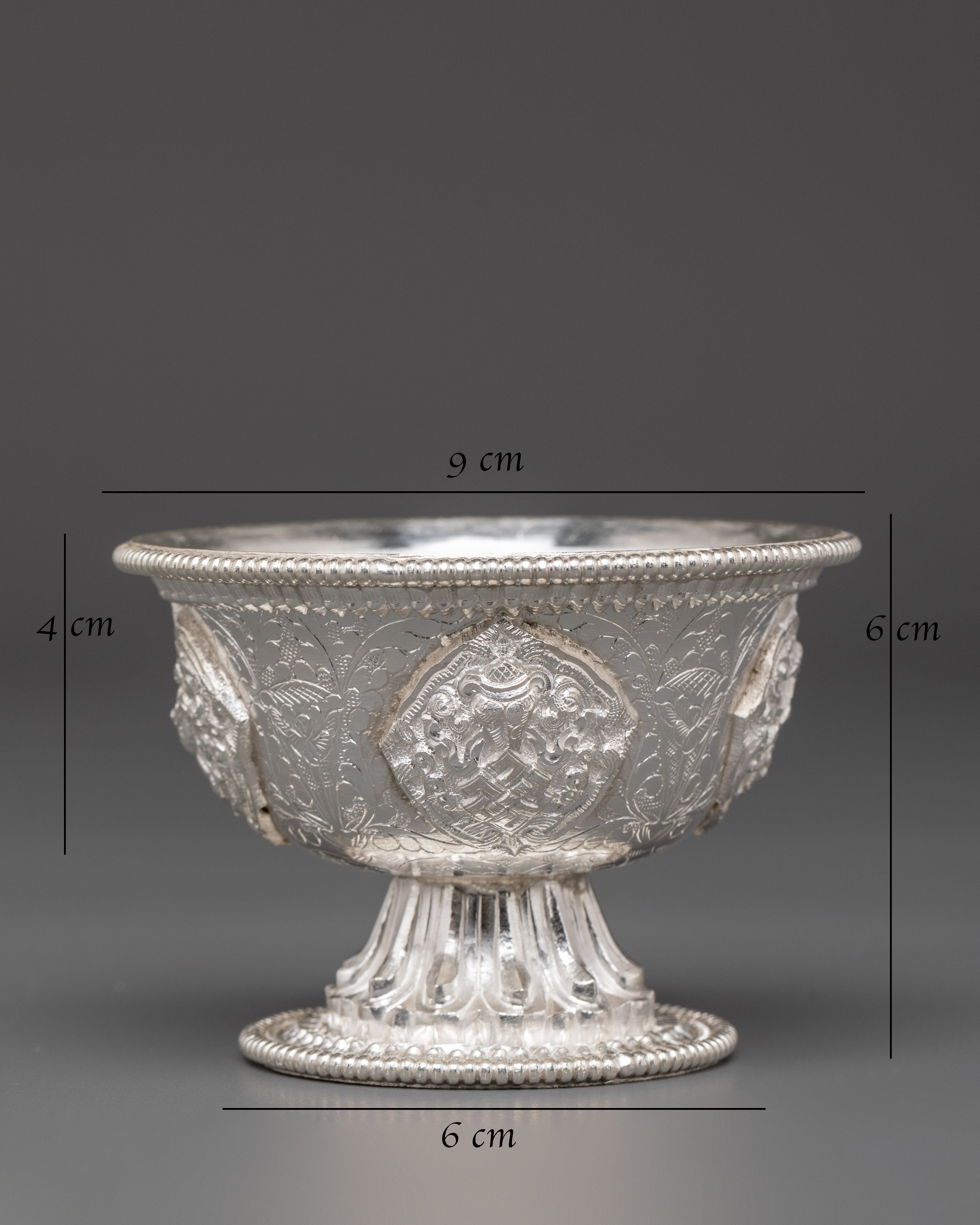 Tibetan Buddhist Religious Offering Bowls | Handcrafted Pure Silver Ritual Bowls