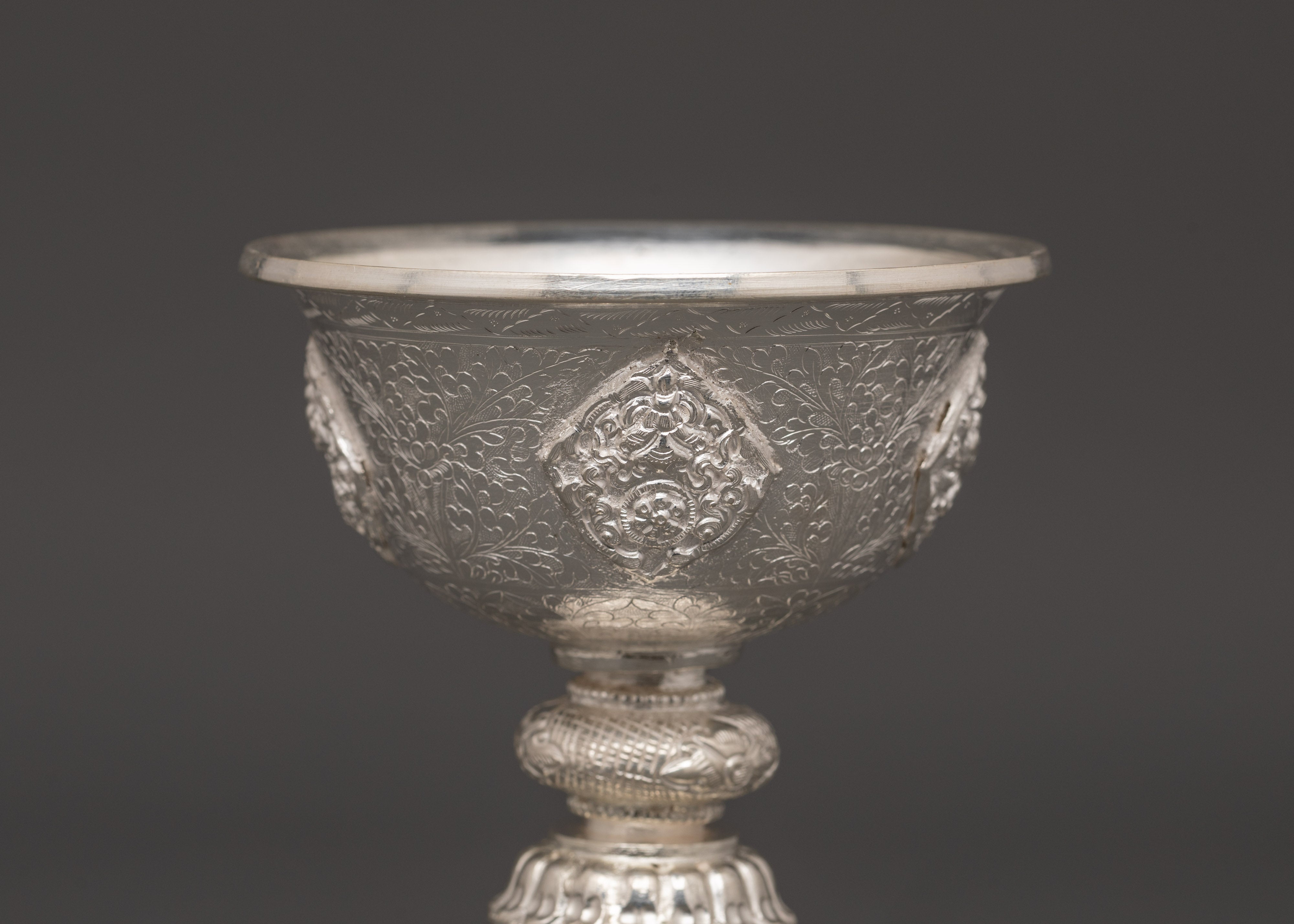 Pure Silver Tibetan Butter Lamp Set | Tibetan Offering Lamps