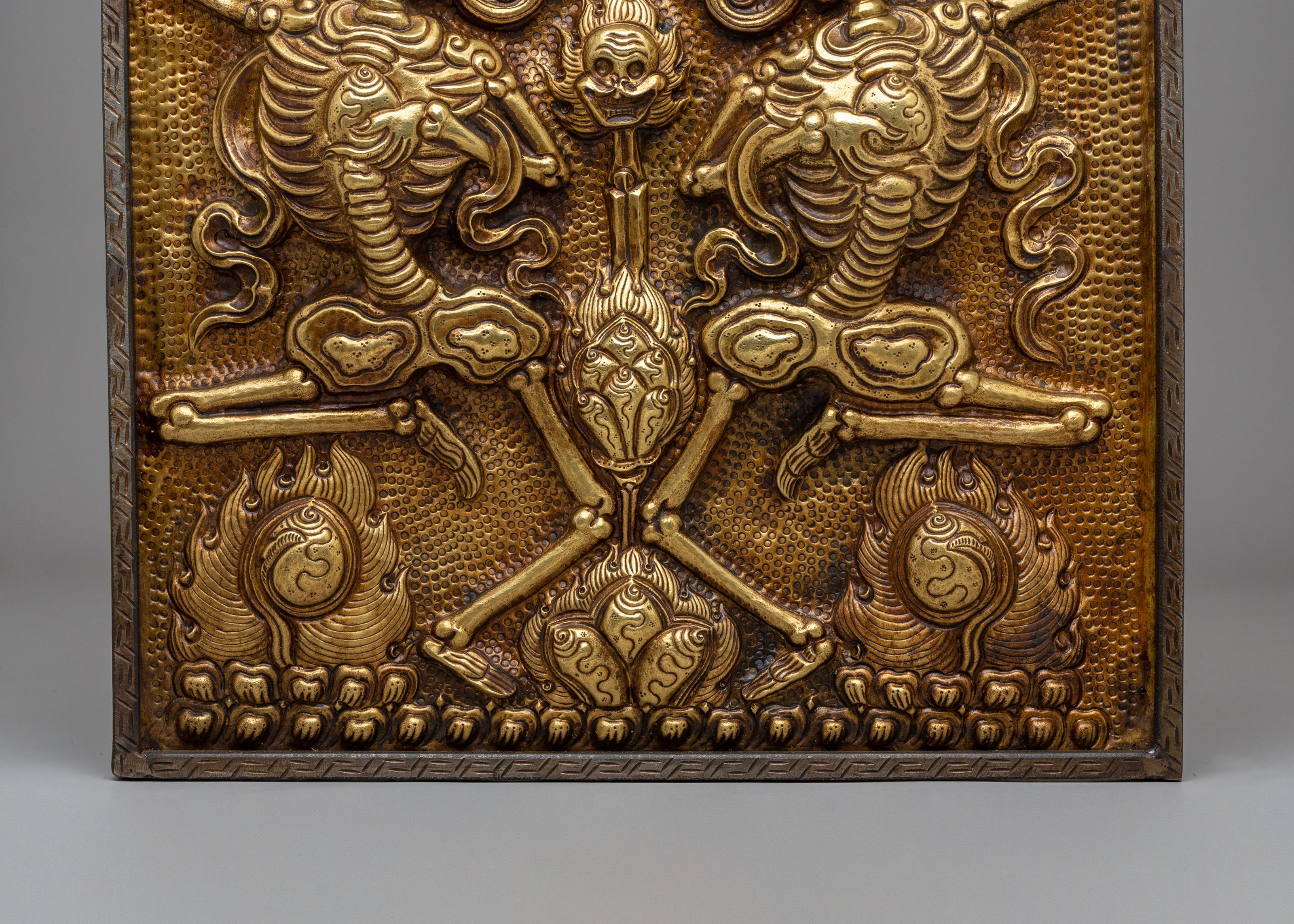 Buddhist Citipati Wall Hanging | Handcrafted Tibetan Skull Deity Art