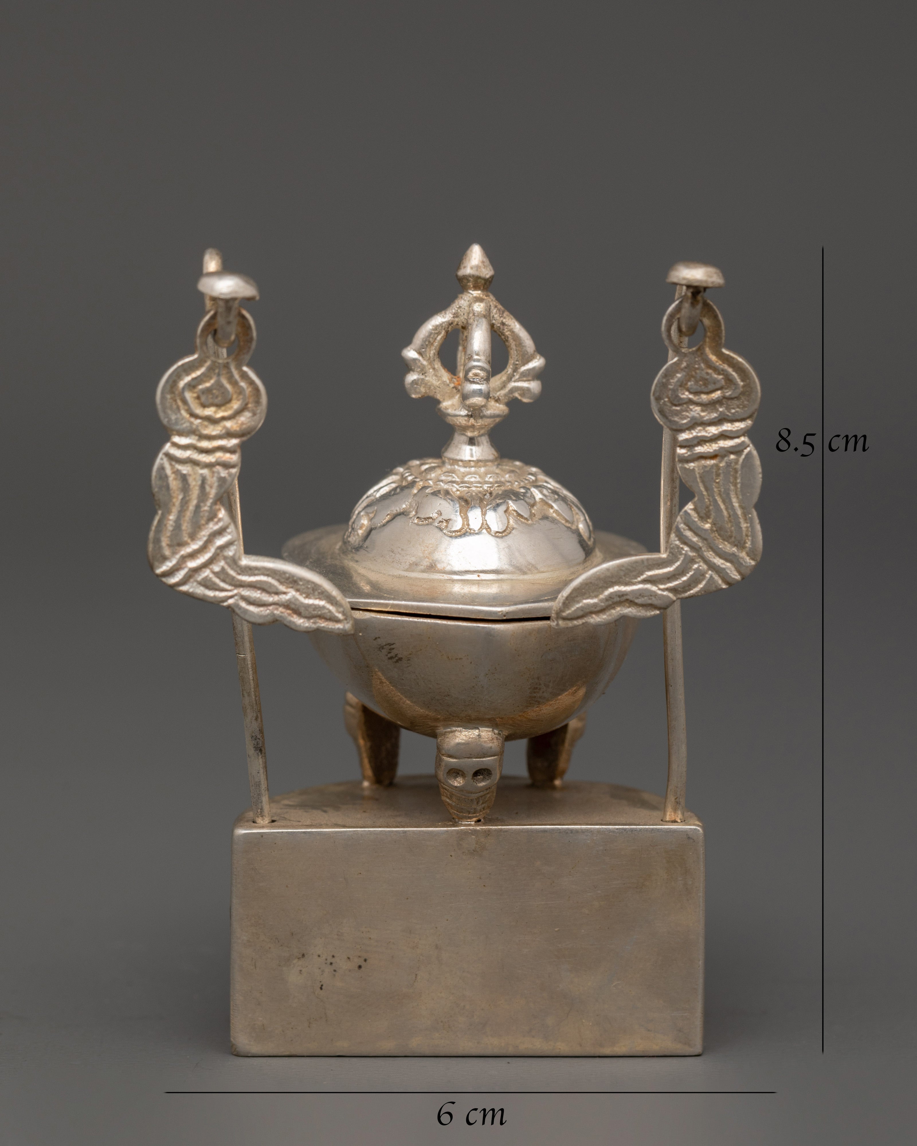 Silver Plated Brass Kapala Skull Cup | Sacred Tantric Tool for Buddhist Rituals