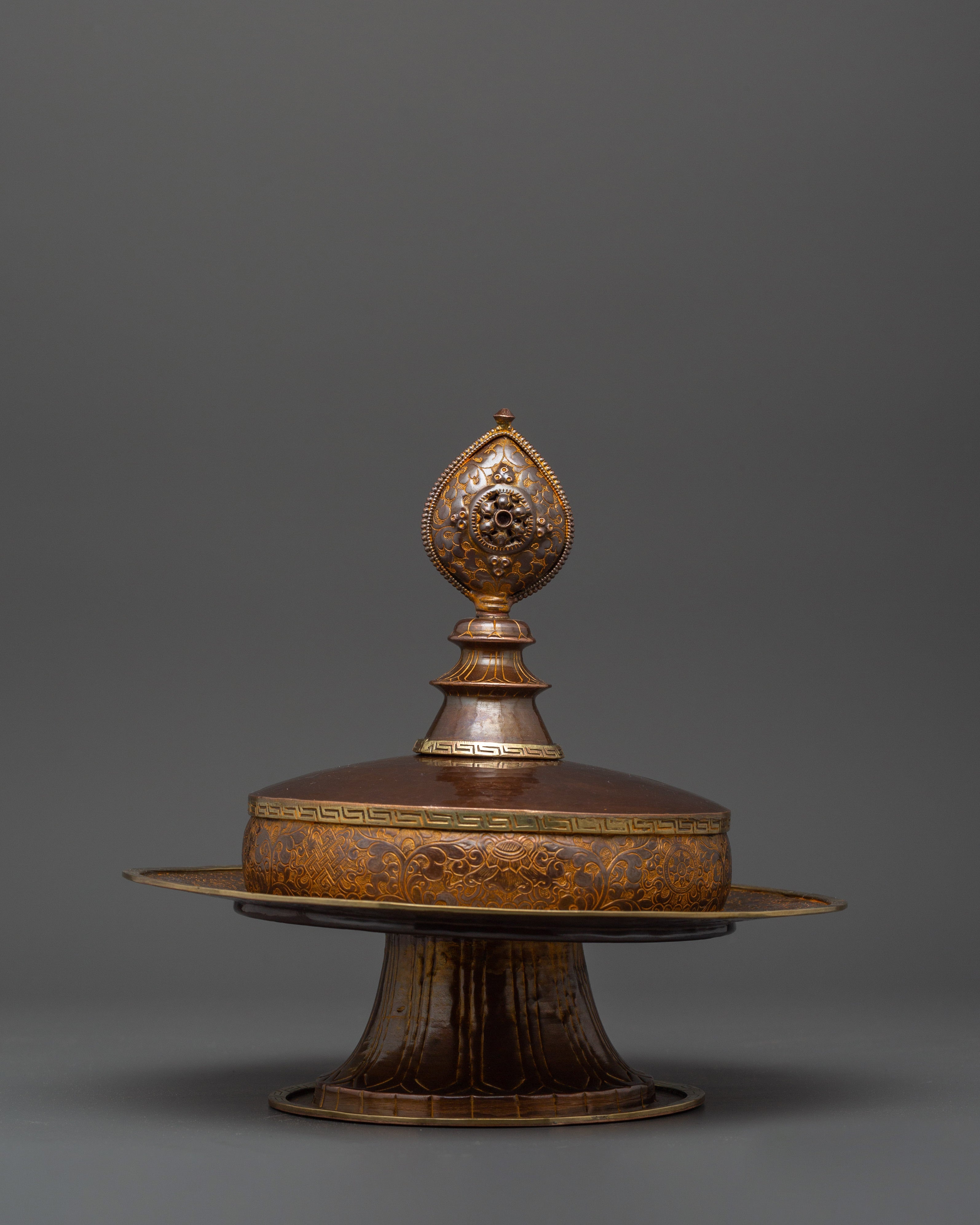 Oxidized Copper Mandala Offering Set | Buddhist Ritual Item