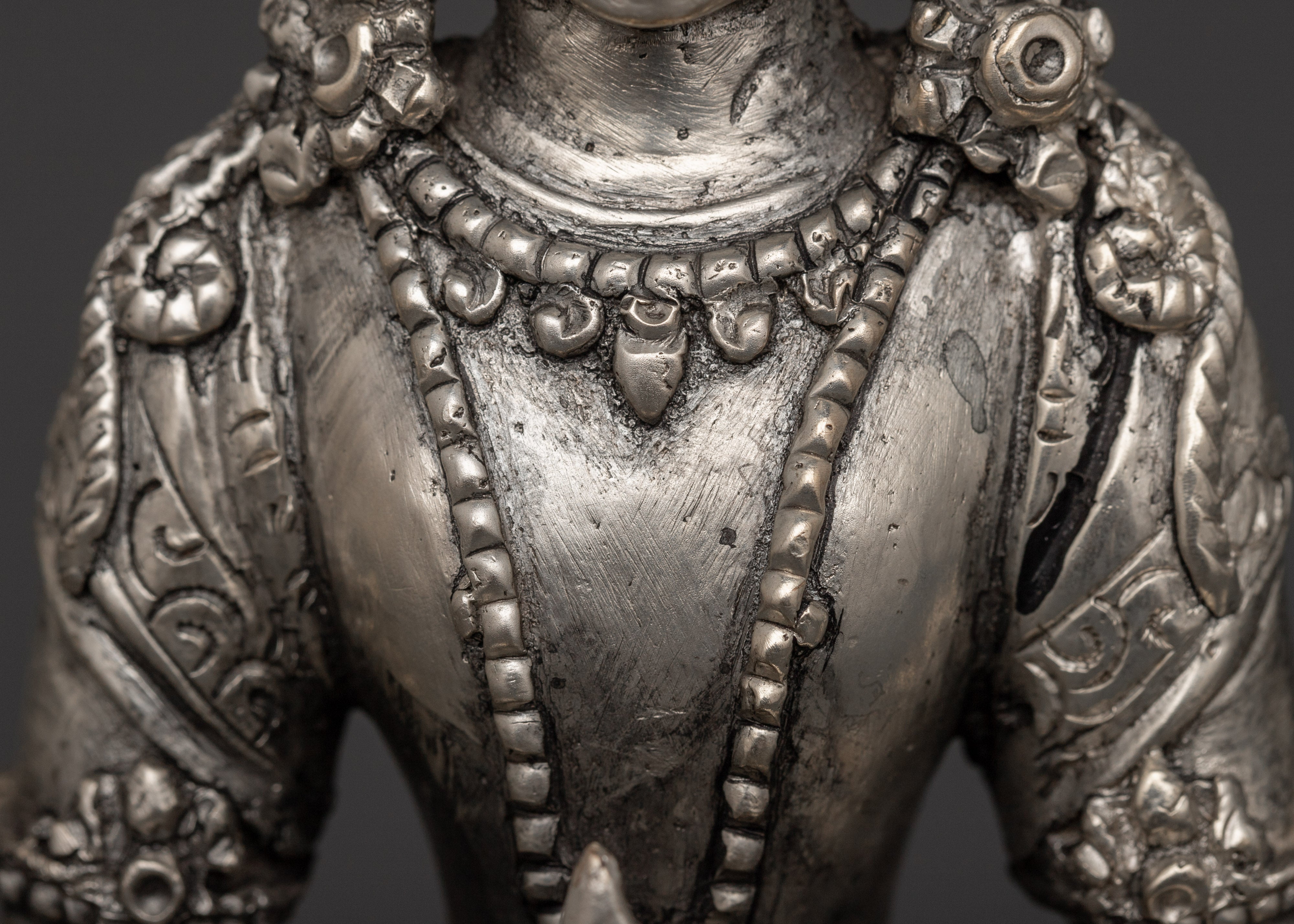 Amitayus Copper Body Silver Plated Statue | Buddhist Meditation Decor