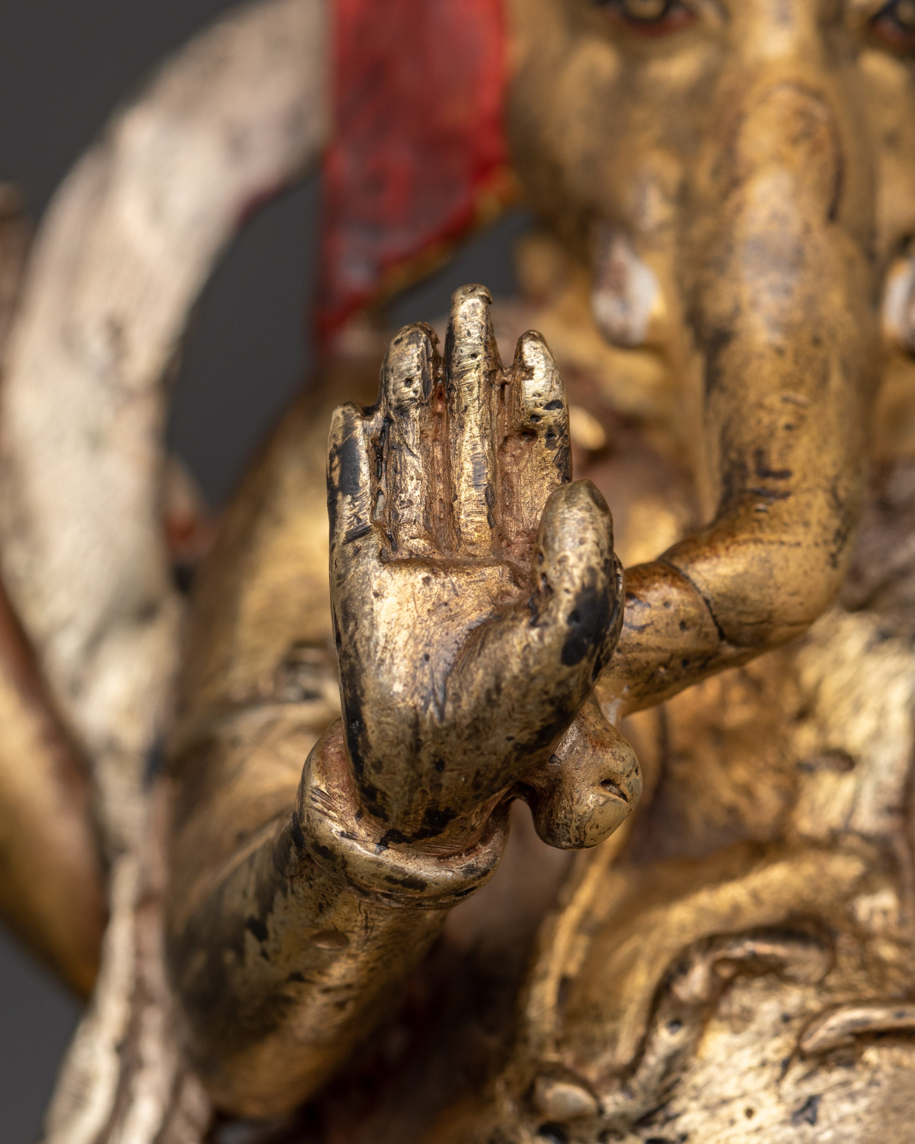 Seated Ganesha Statue | Silver and Gold-Toned Hindu Deity Sculpture