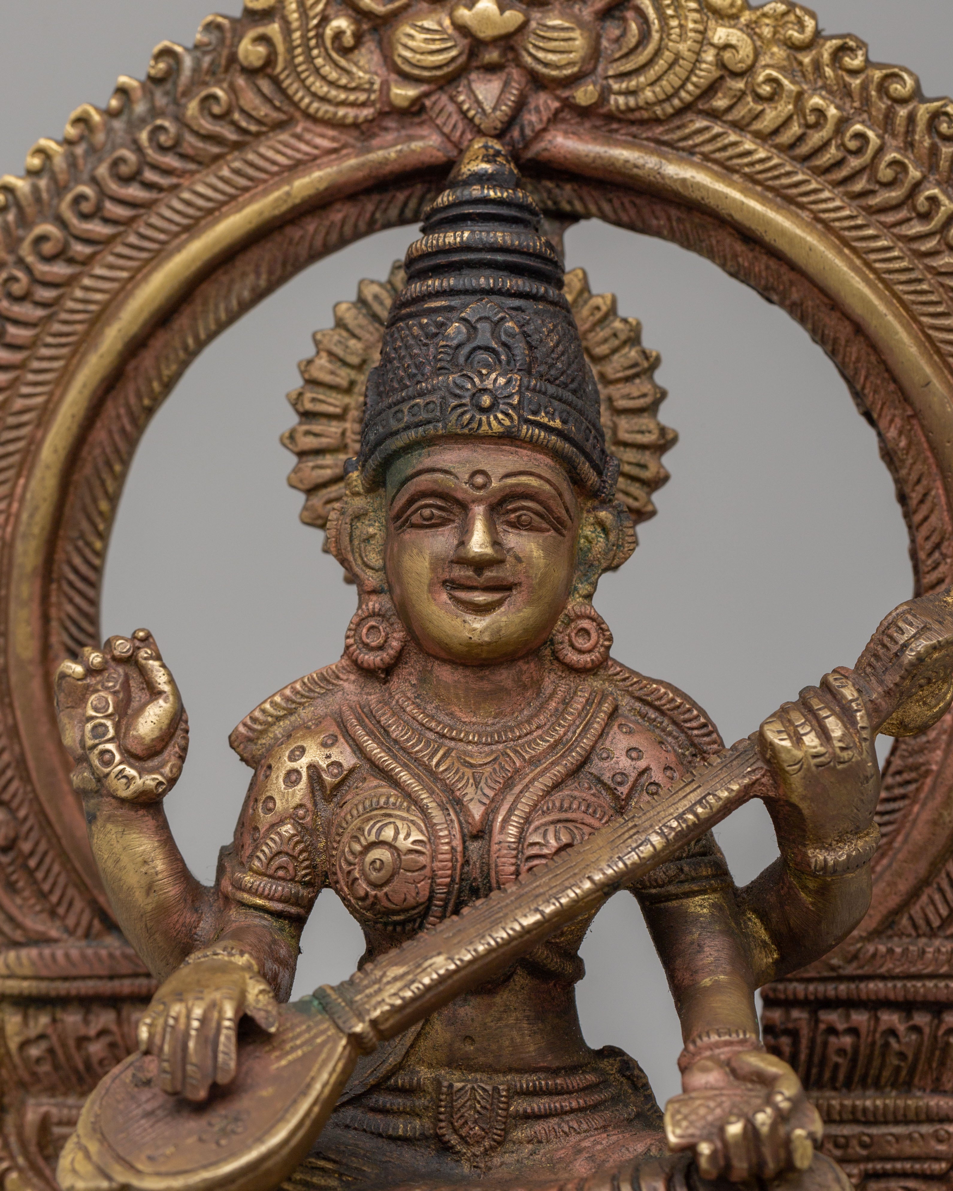 Handcrafted Saraswati Statue for Altar | Sacred Hindu Deity Idol