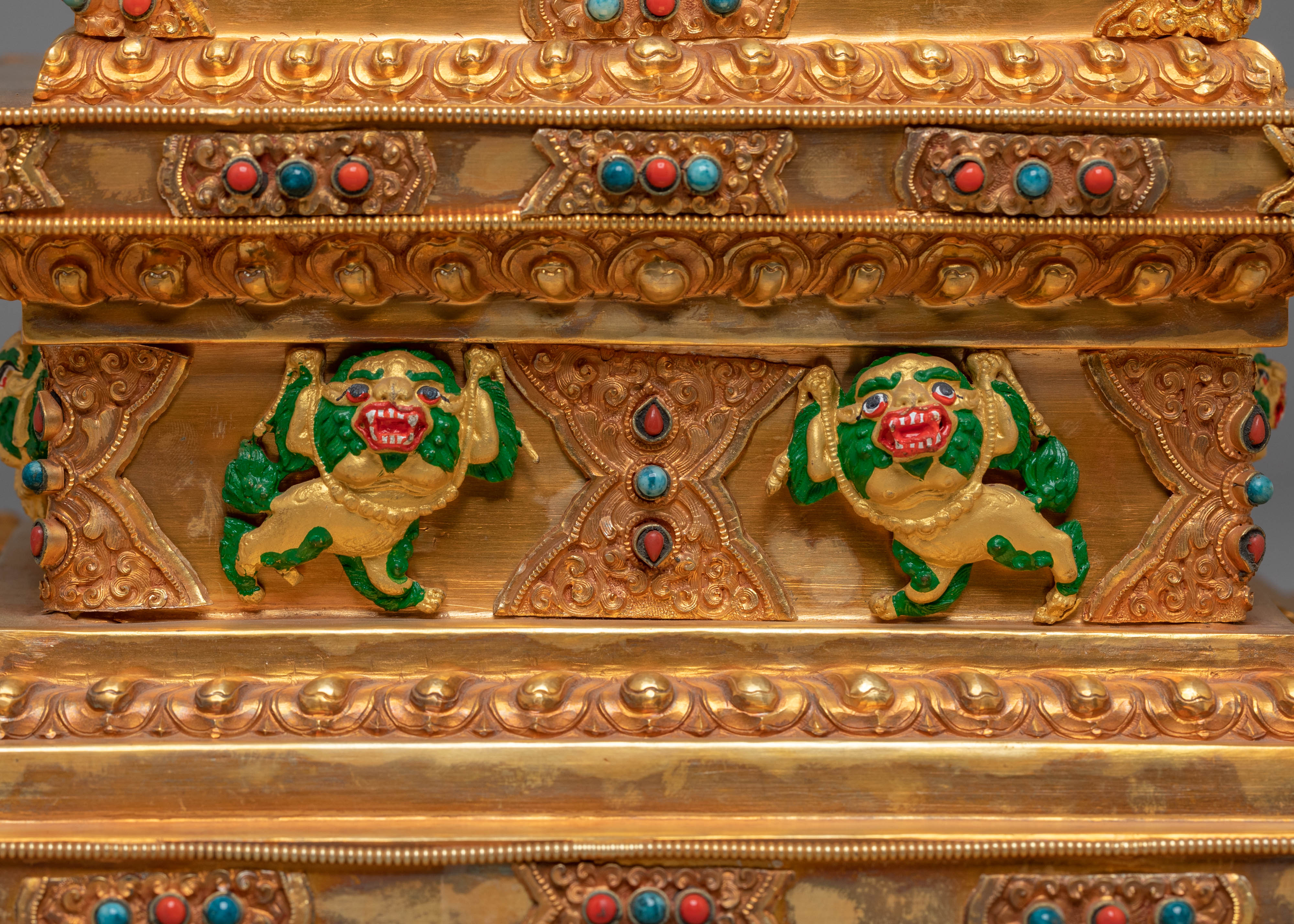 Spiritual Handcrafted Tibetan Stupa | Copper with Gold Plating