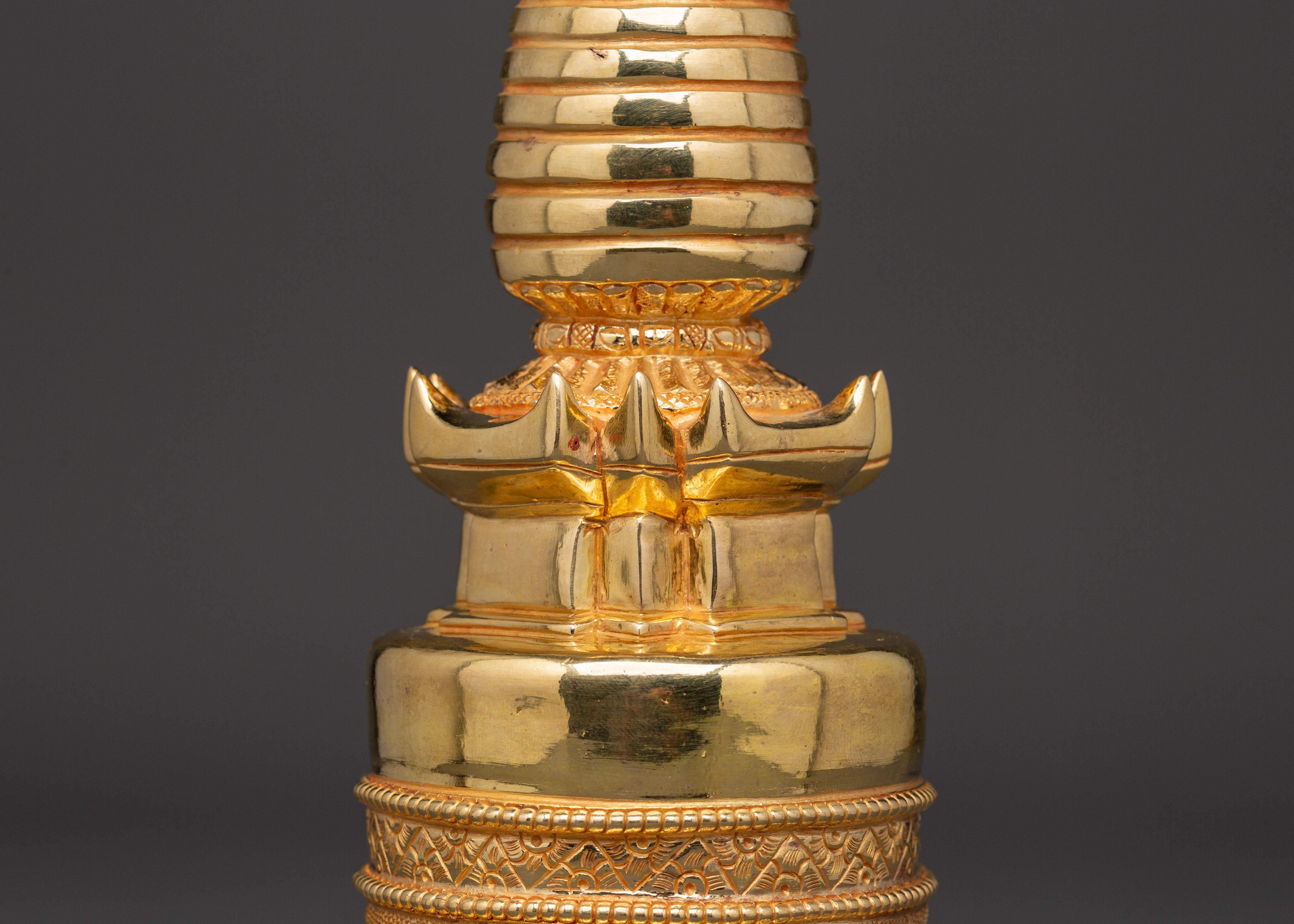 Gold Plated Stupa for Spiritual Space | Altar and Meditation