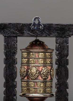 Sacred Tibetan Prayer Wheel | Wood Frame for Ritual Use