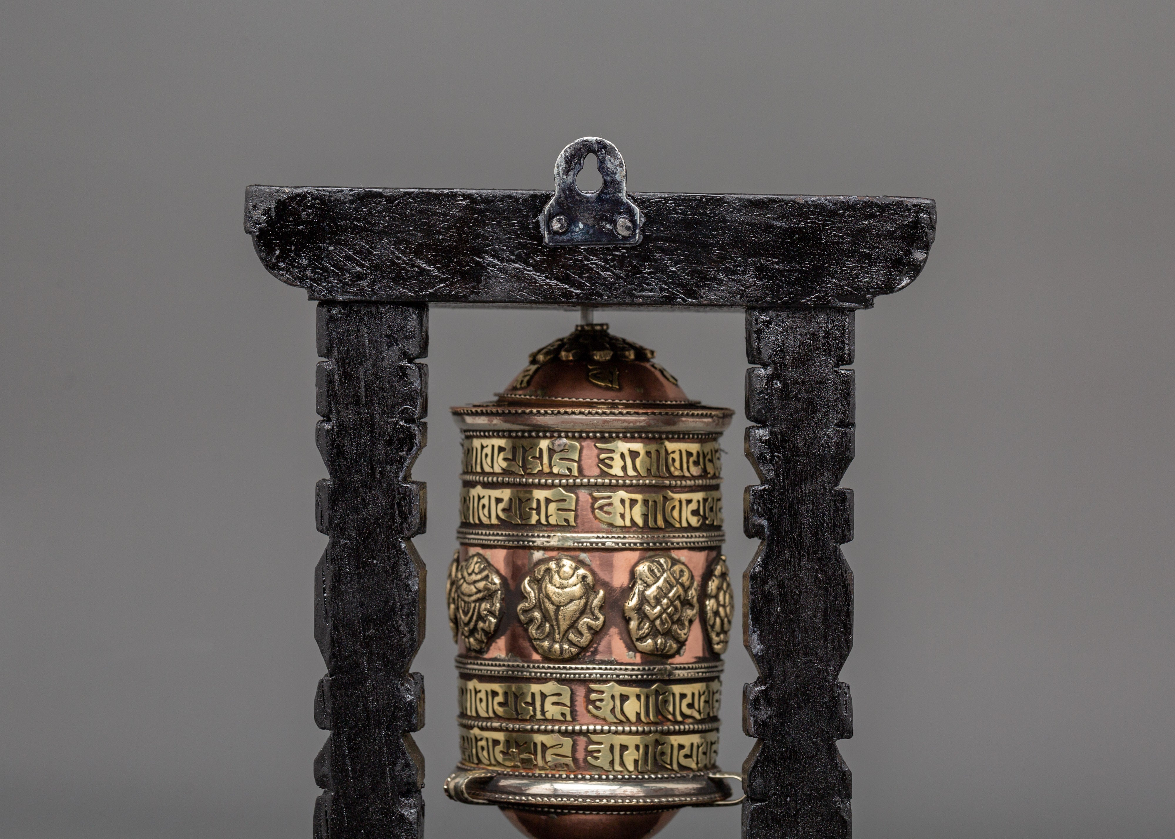 Sacred Tibetan Prayer Wheel | Wood Frame for Ritual Use