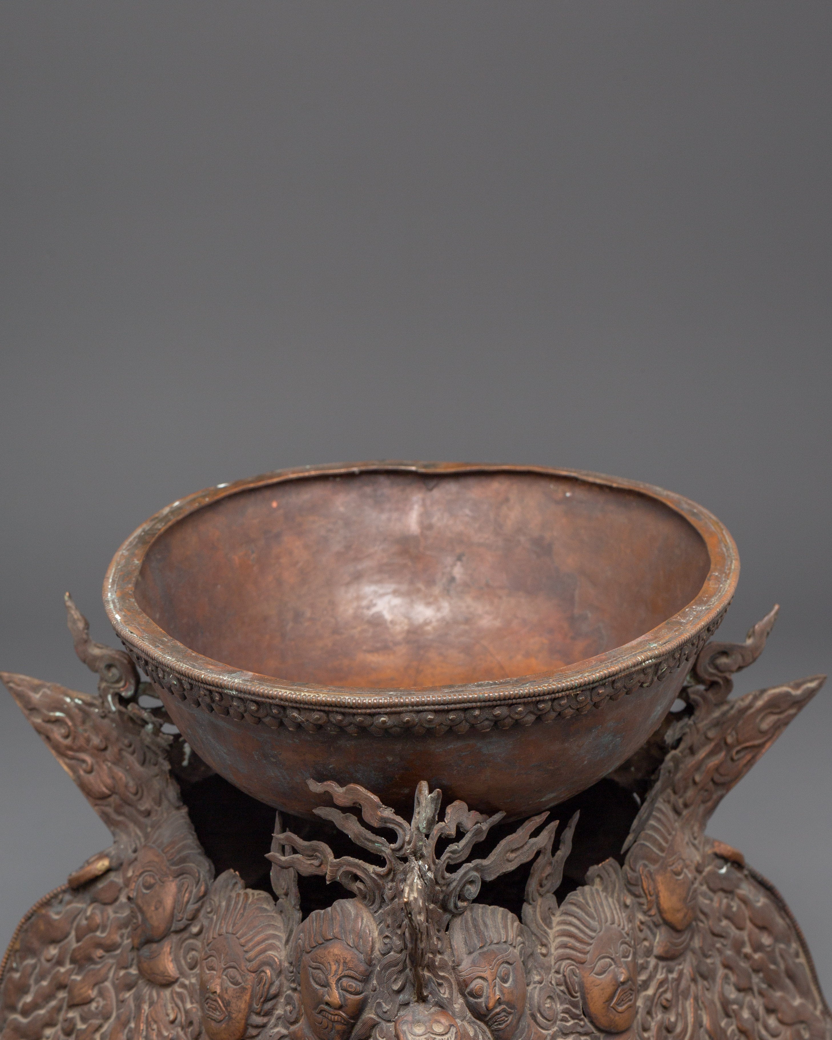 Copper Ritual Kapala | Tibetan Buddhist Skull Cup Offering Bowl