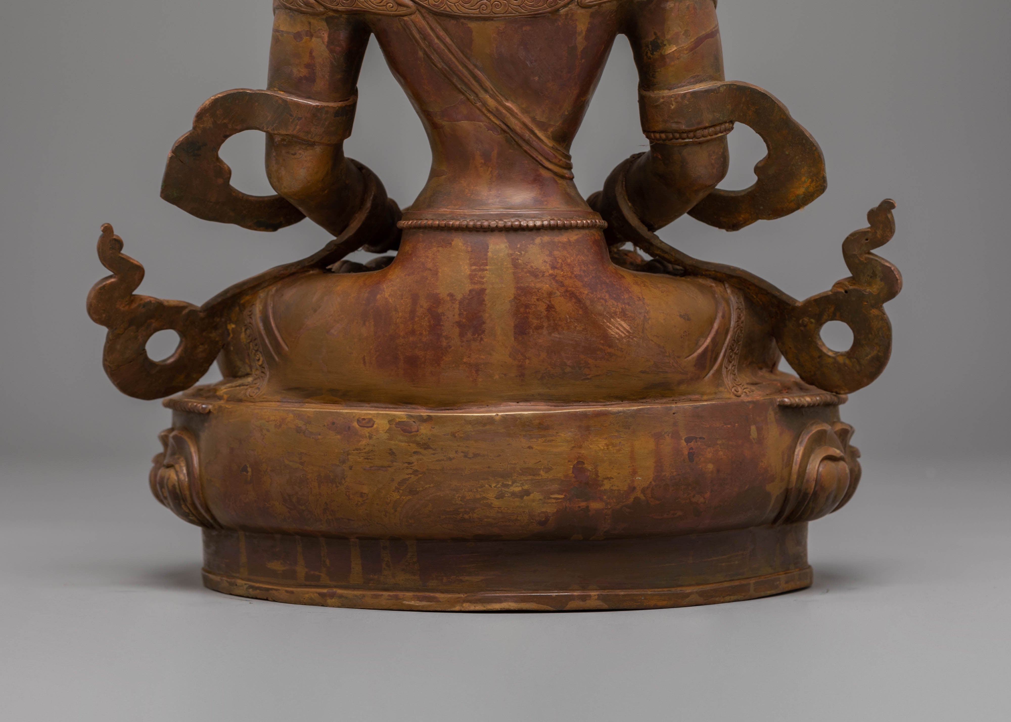 Sacred Amitayus Enlightenment Statue | Oxidized Copper Buddha for Spiritual Space