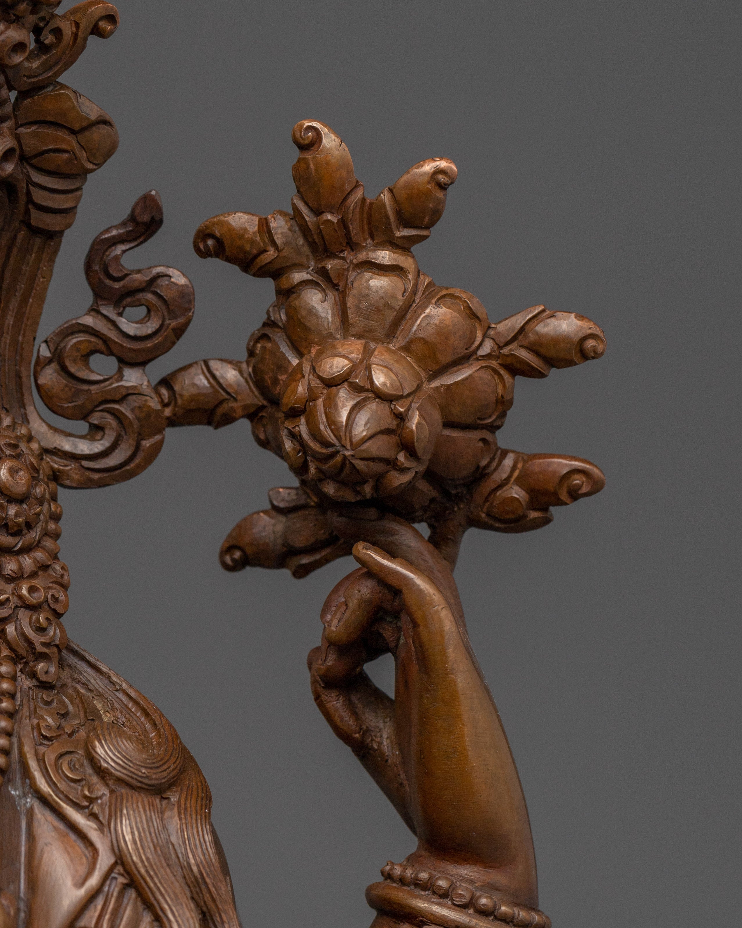 Oxidized Copper Avalokiteshvara Buddha of Compassion | Ideal for Healing, Meditation Spaces