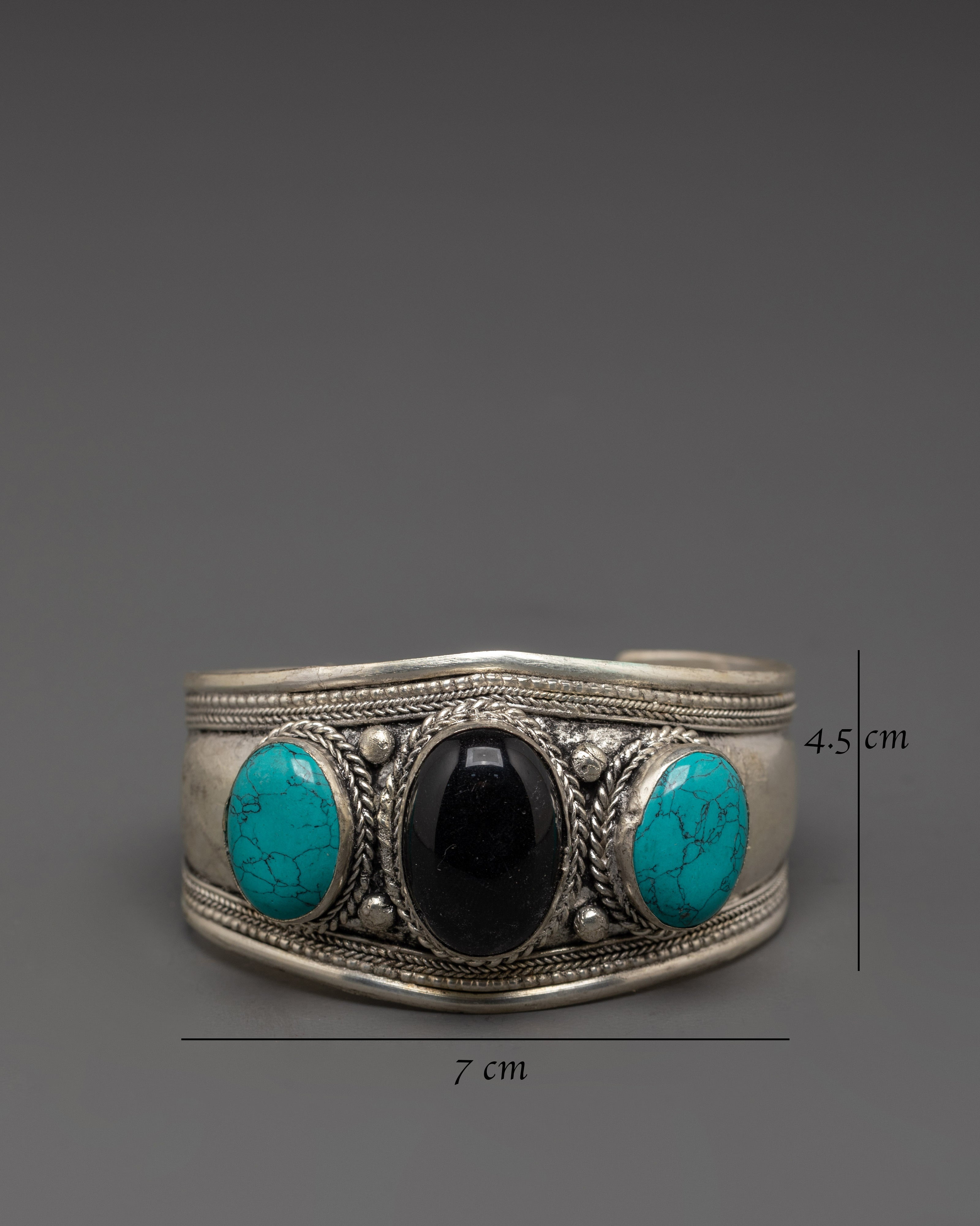 Himalayan Style Cuff Bracelet | Turquoise Coral Jewelry