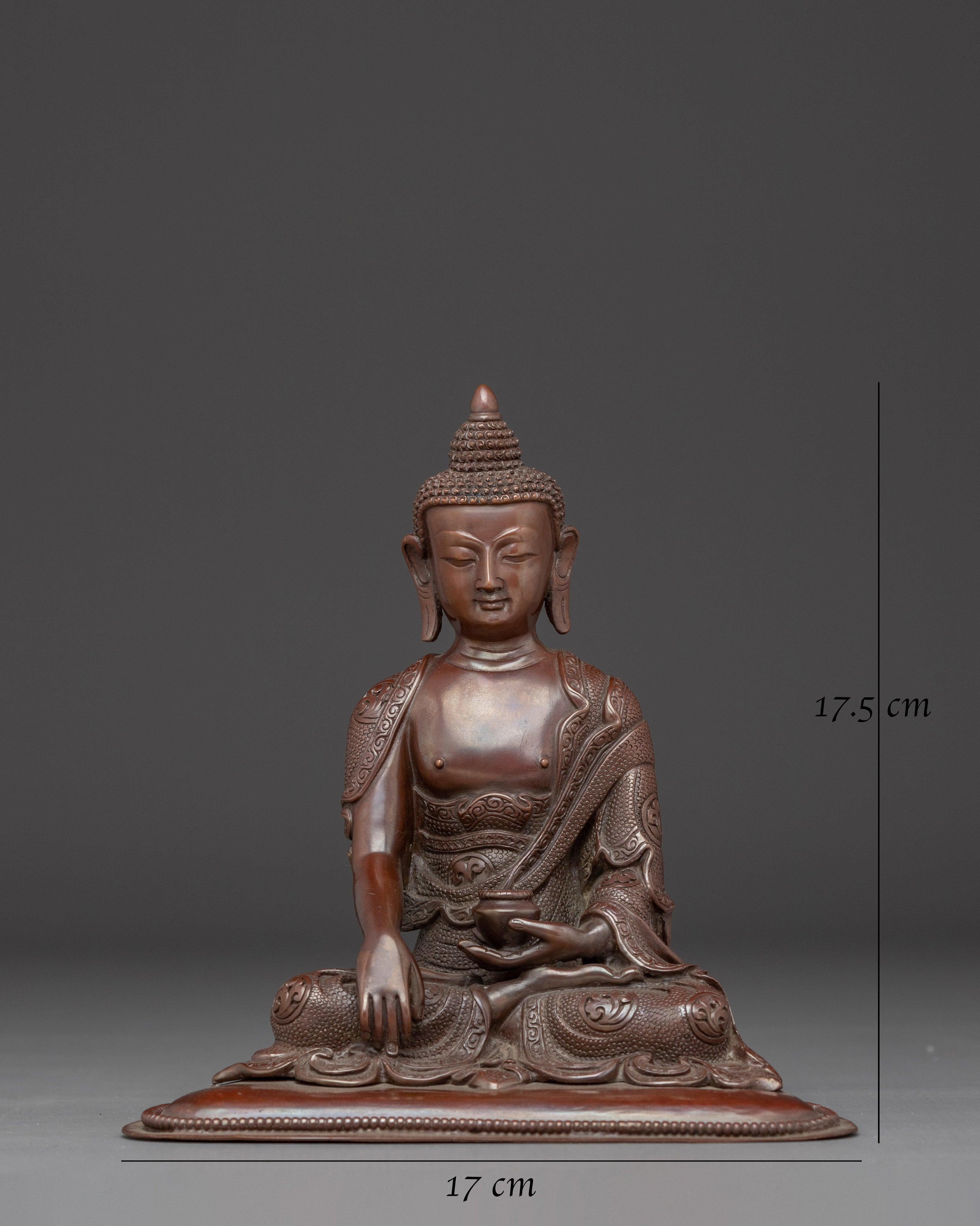 Peaceful Shakyamuni Buddha Oxidized Copper Statue | Meditative Decor