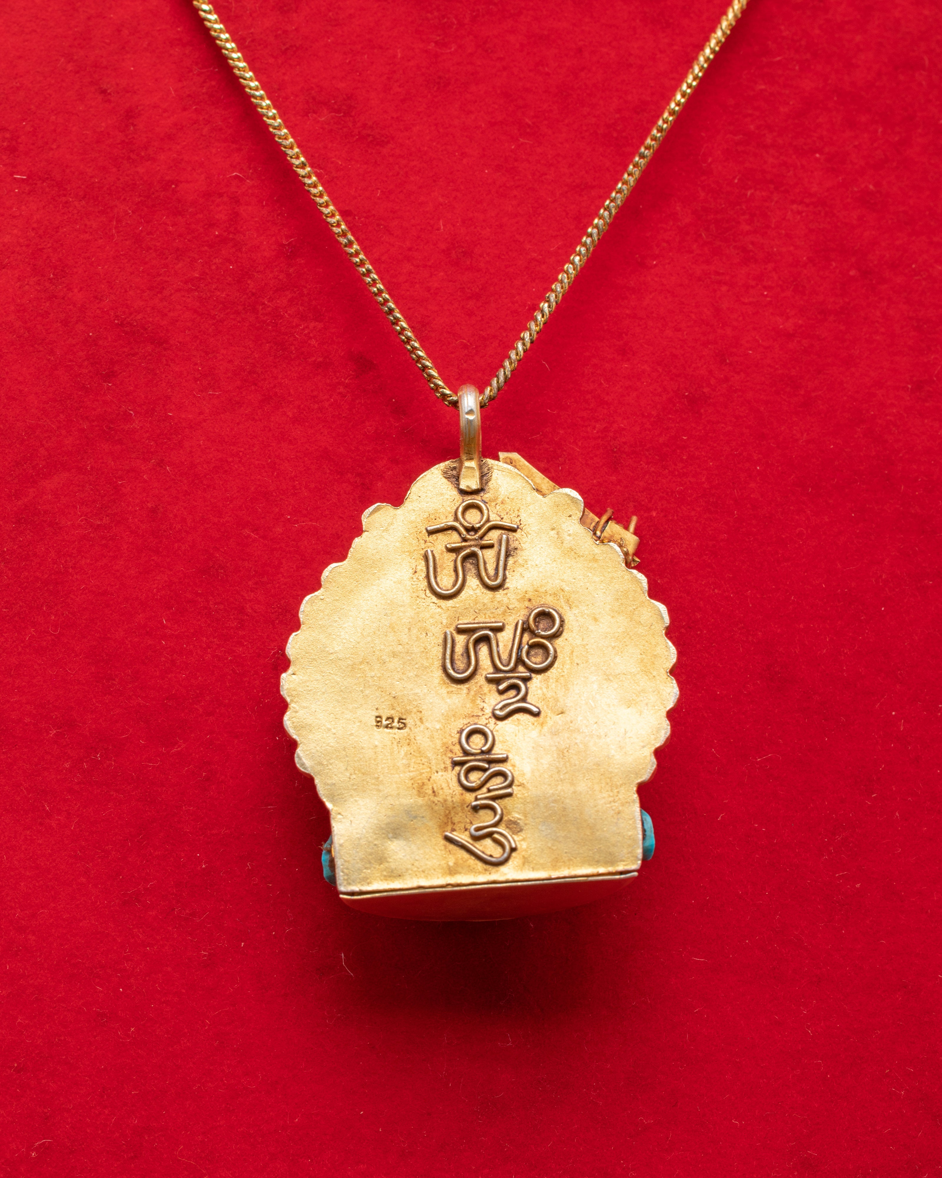 Gold Plated Manjushri Locket | Buddhist Wisdom Deity
