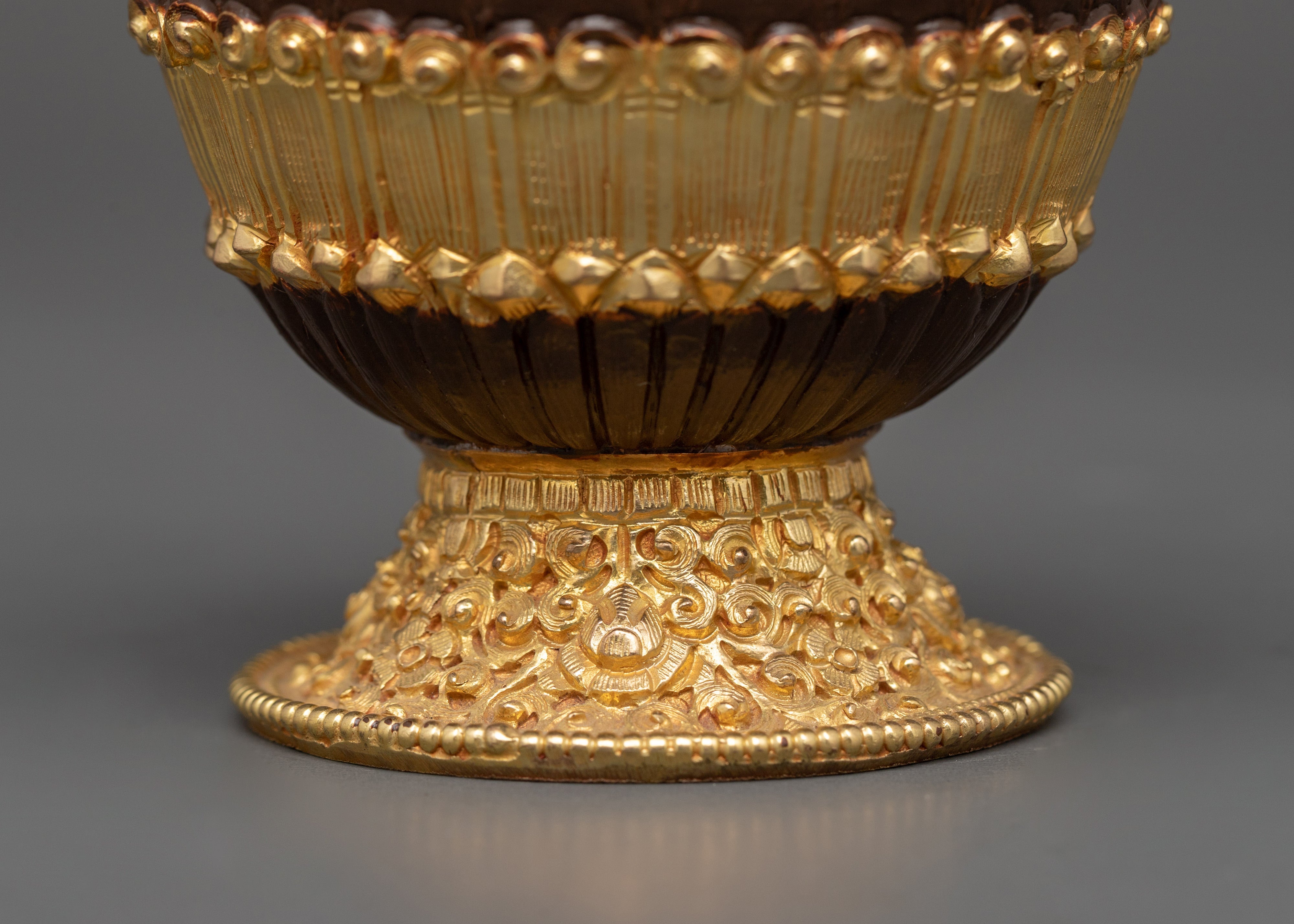 Gold Plated Tibetan Copper Rice Pot | Handcrafted Tibetan Buddhist Artwork
