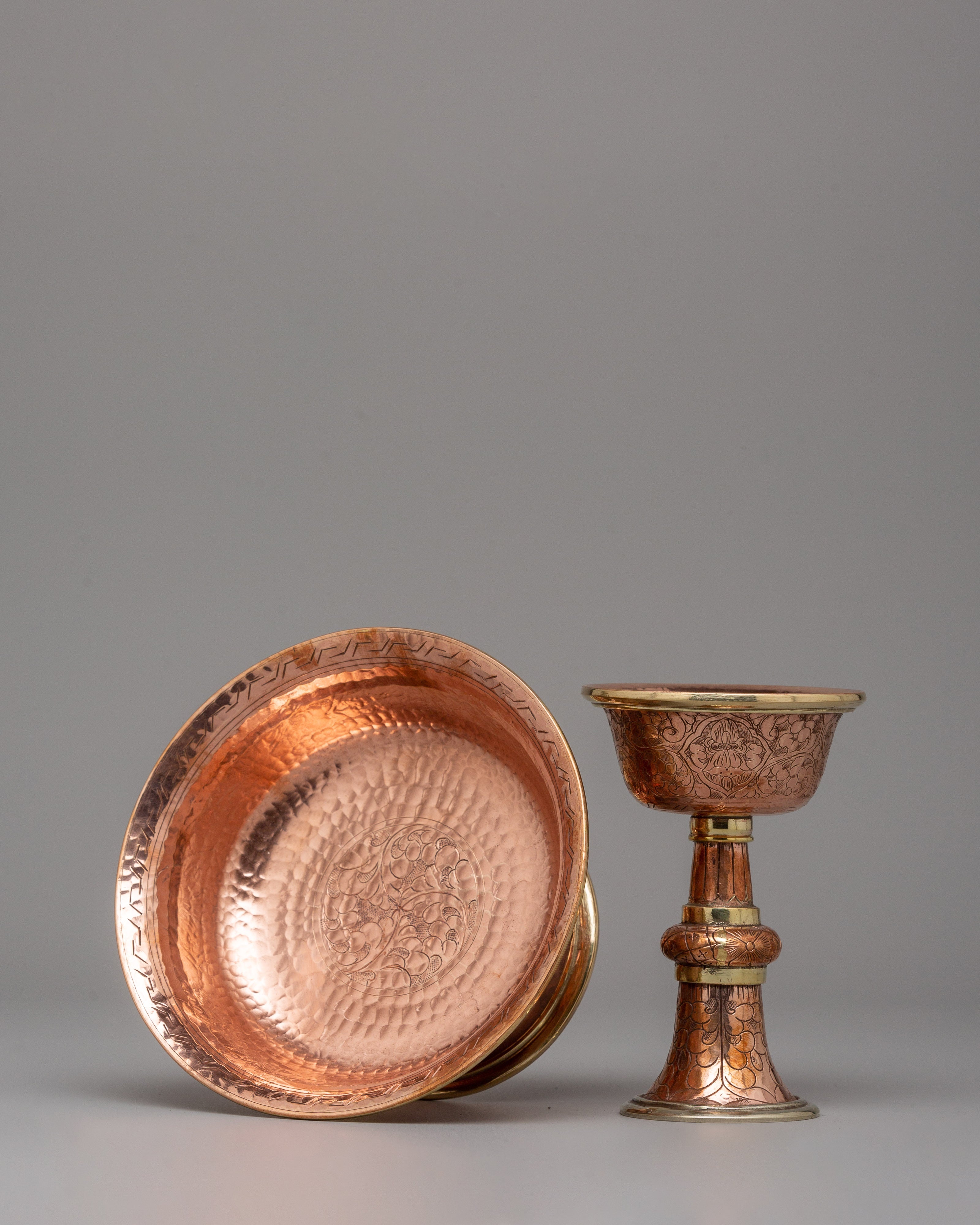 Handcrafted Copper and Brass Serkyem Offering | Tibetan Ritual Item