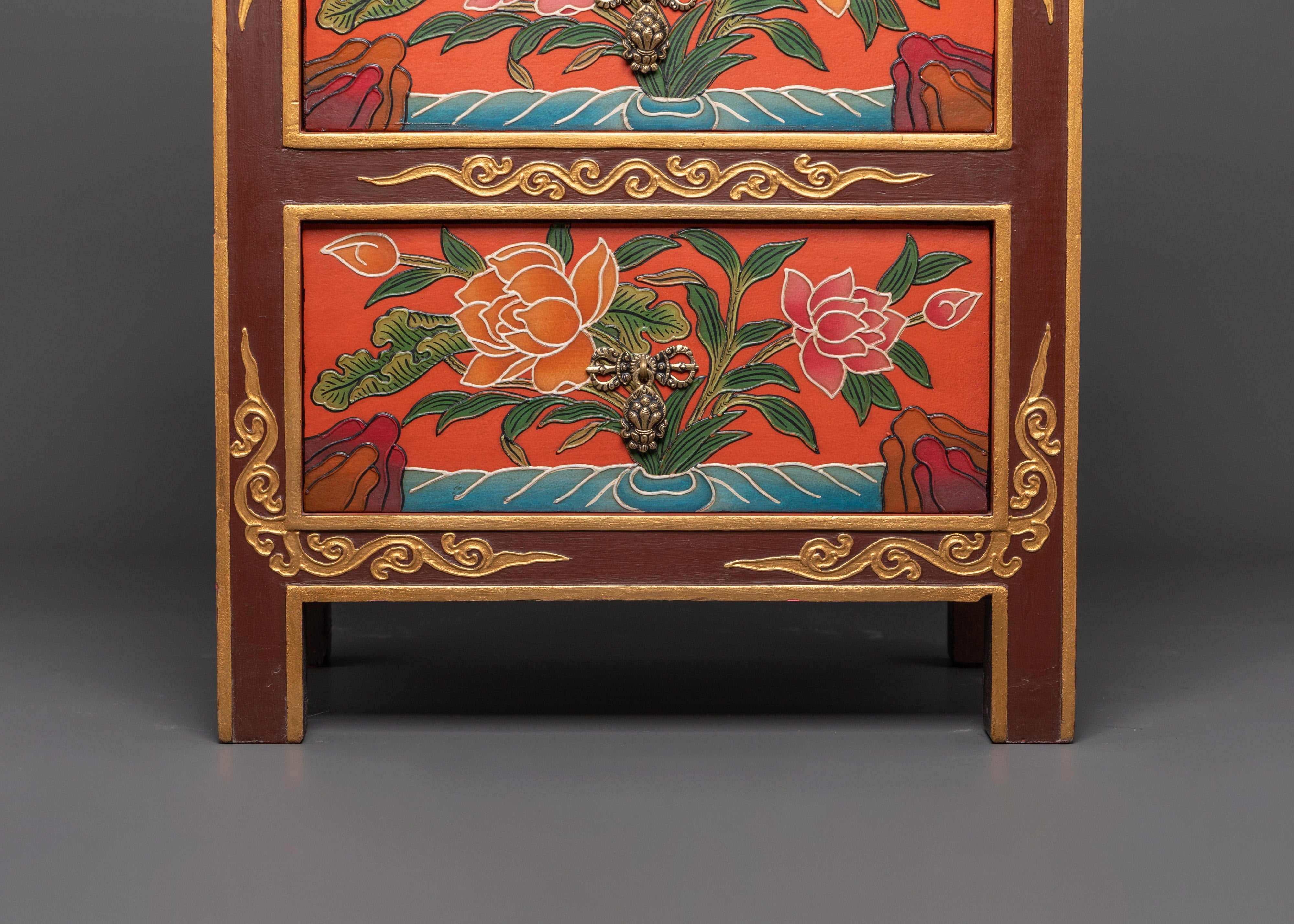 Tibetan Buddhist Drawer Box | Handcrafted Wooden Storage Box