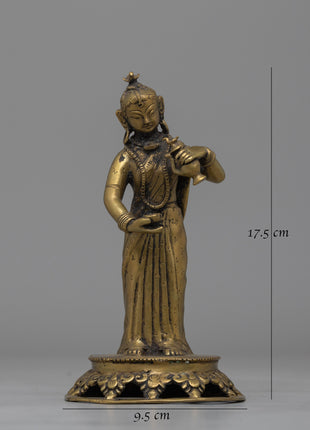 Elegant Handcrafted Newari Lady Offering Statue | Perfect for Altars or Spiritual Decor