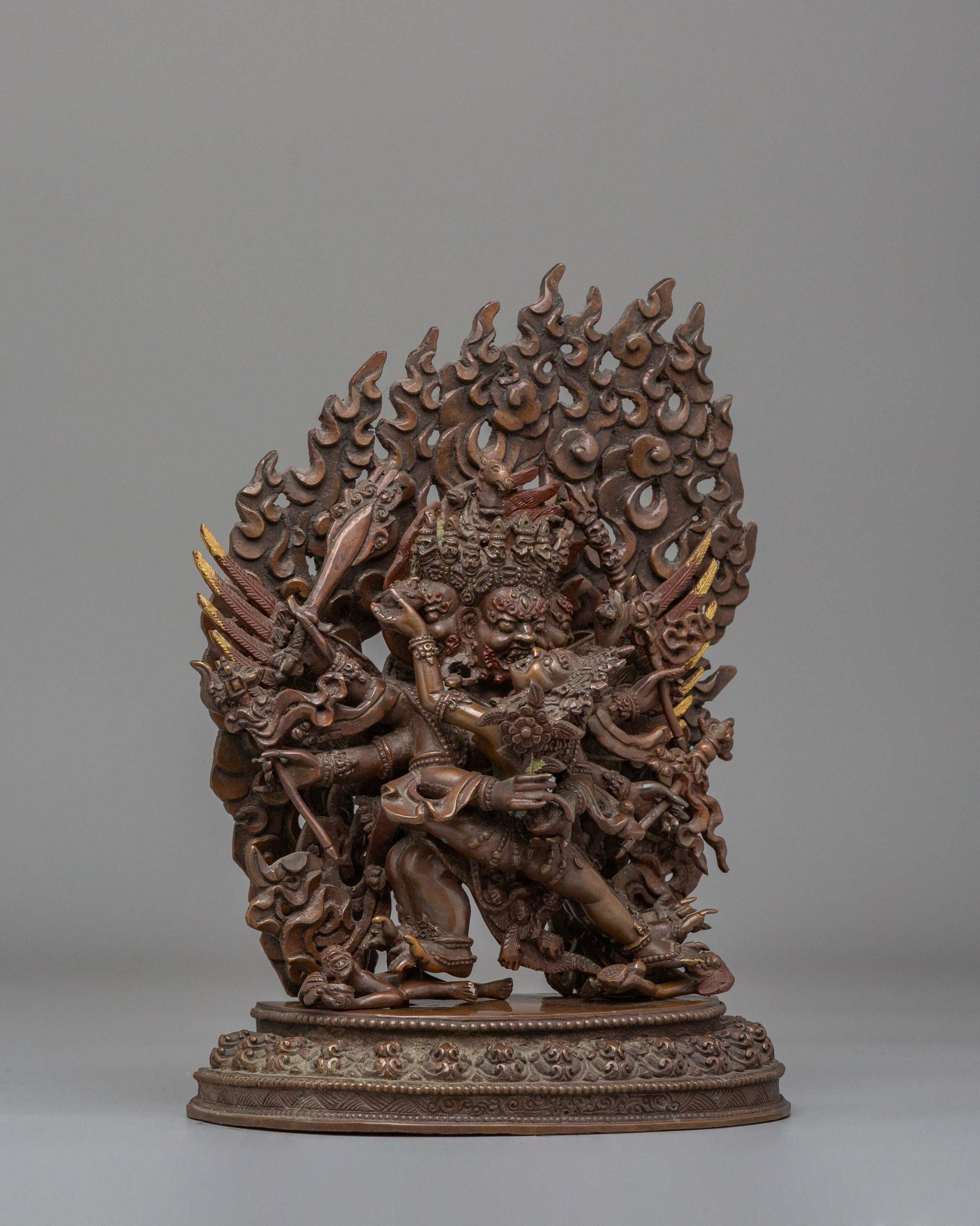 Handcrafted Hayagriva Statue | Traditional Oxidized Copper Artwork