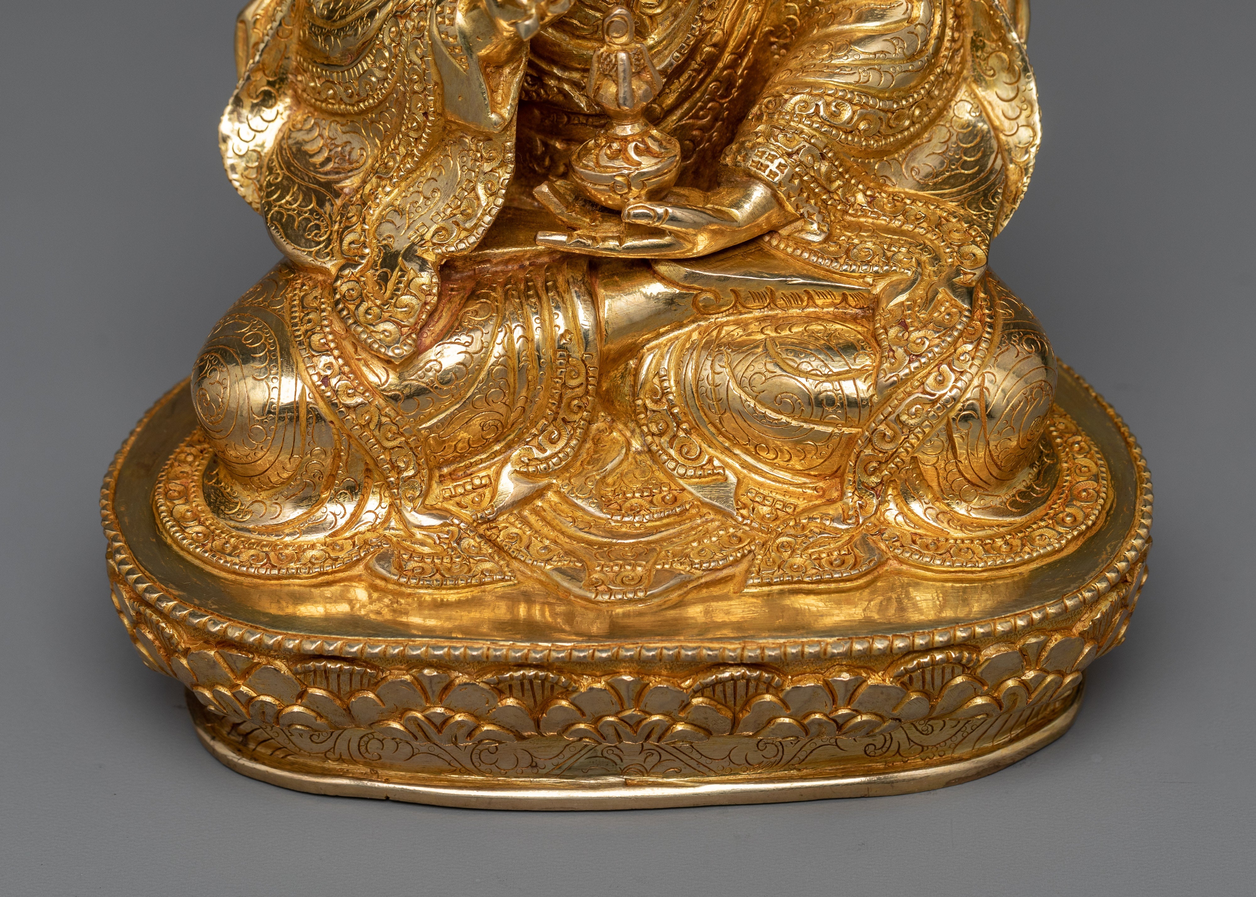 Guru Padmasambhava Mantra Statue | 24K Gold Gilded Spiritual Icon