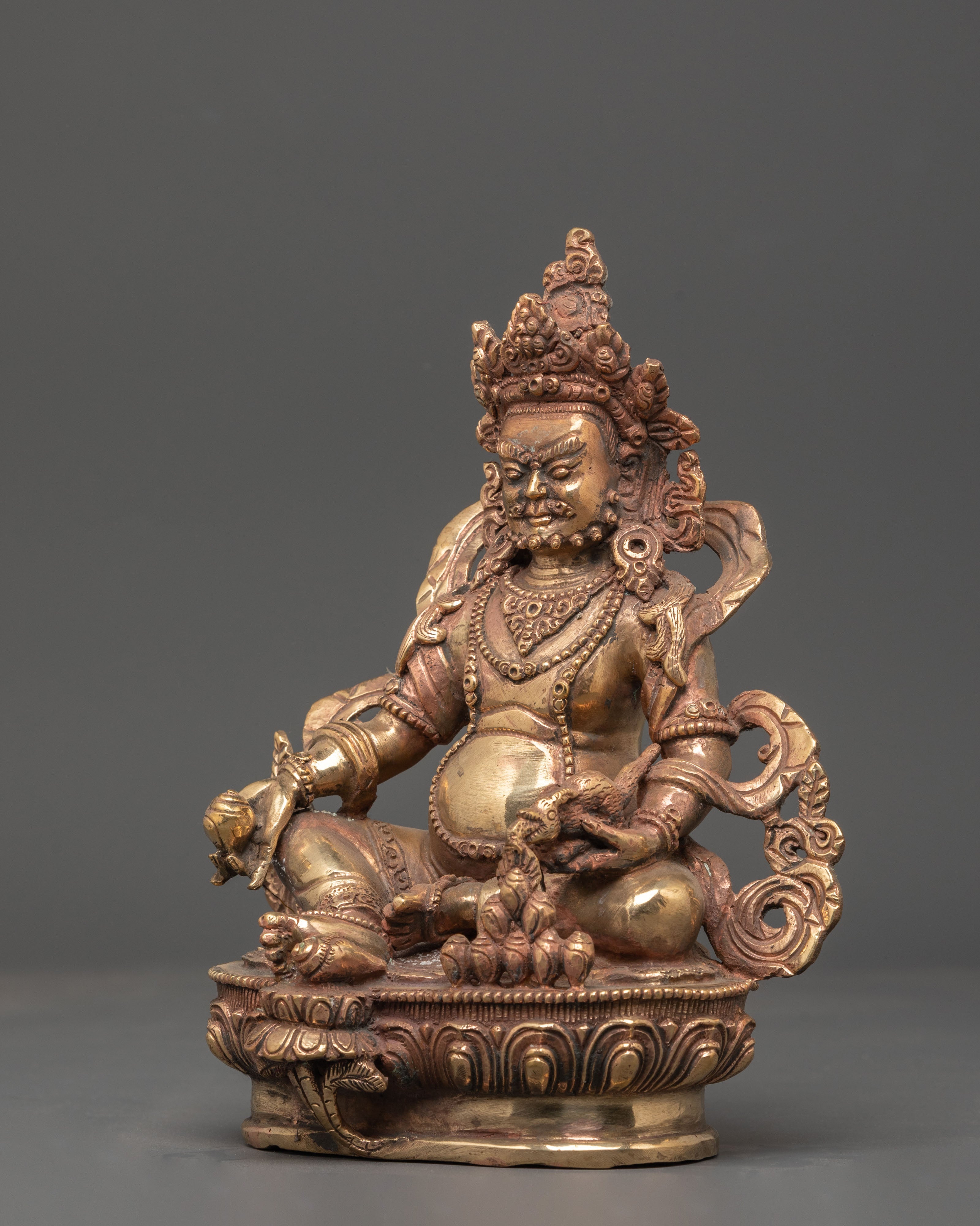 Tibetan Wealth Deity Dzambhala | Handcrafted Copper Sculpture
