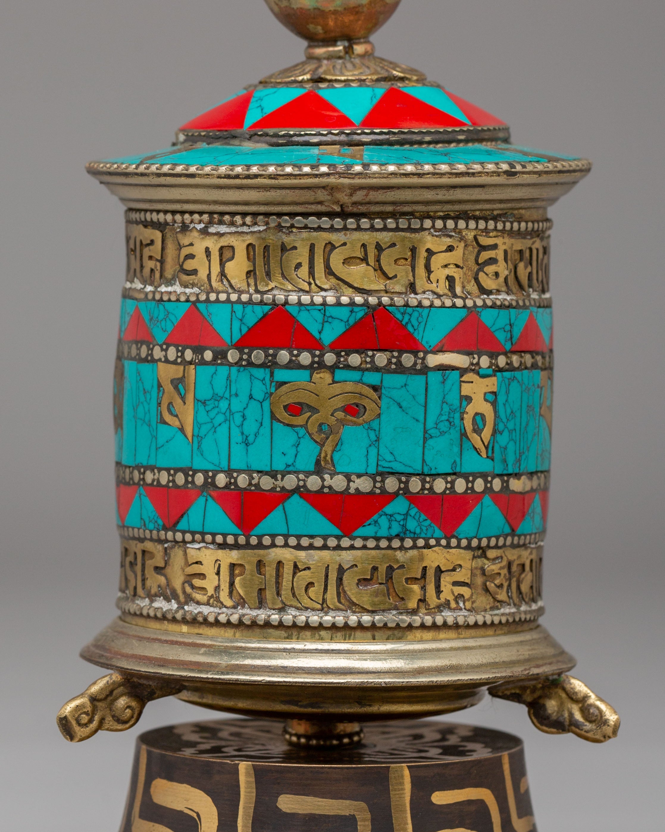 Tibetan Prayer Wheel with Mantras | Handcrafted Copper Mantra Wheel