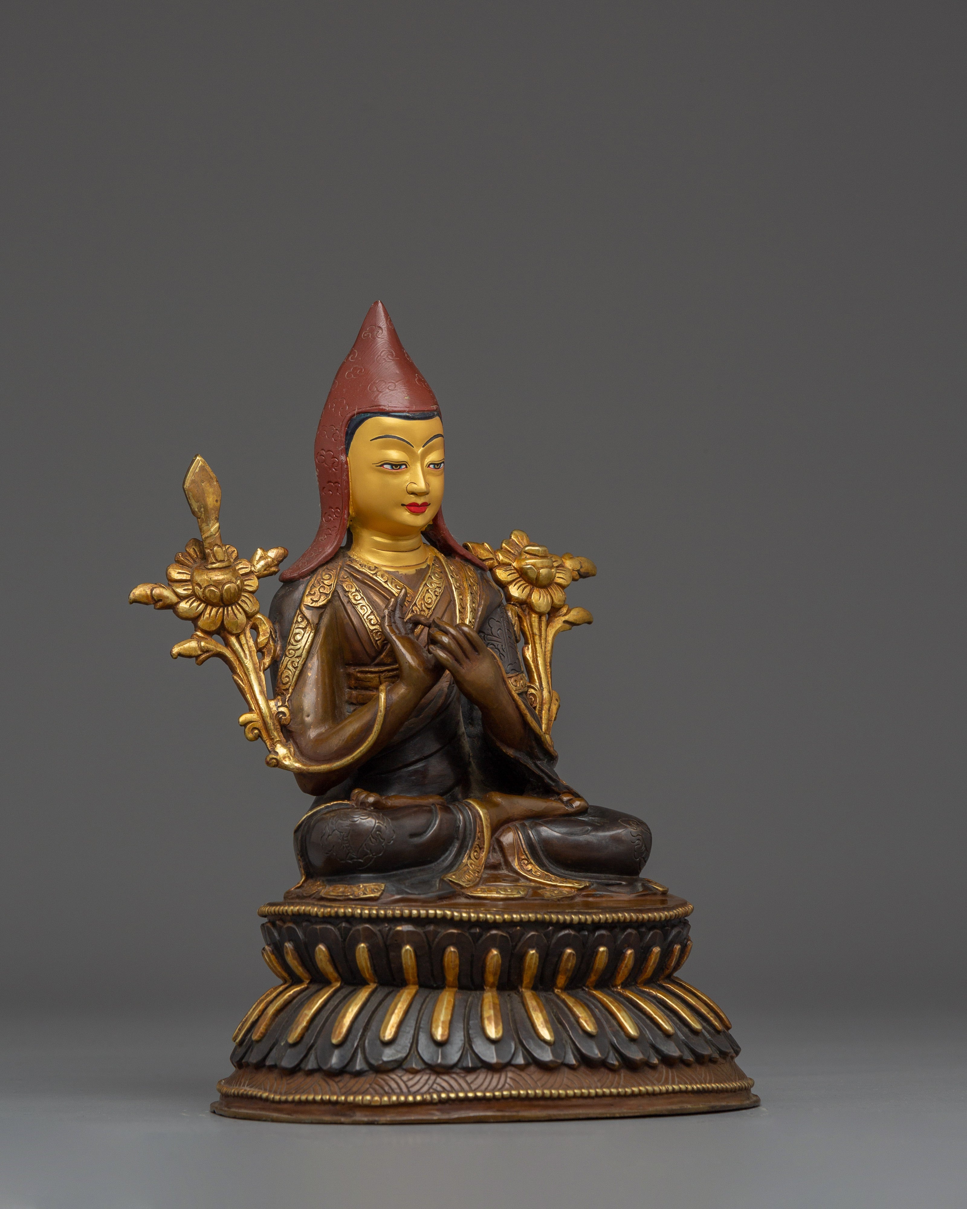 Handcrafted Tsongkhapa Statue | Tibetan Buddhist Sculpture for Meditation