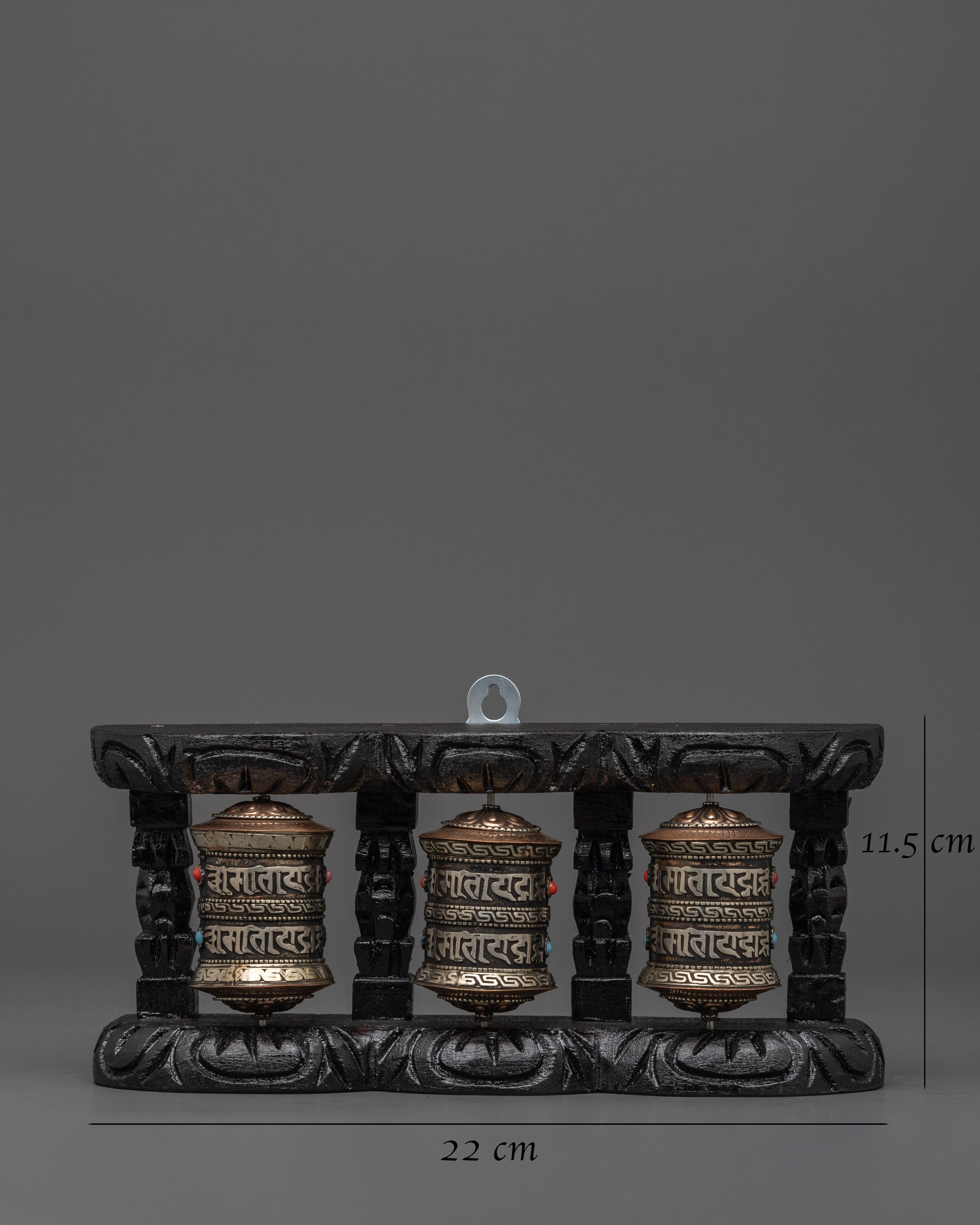 3-Piece Buddhist Prayer Wheel | Traditional Tibetan Mantra Spinners