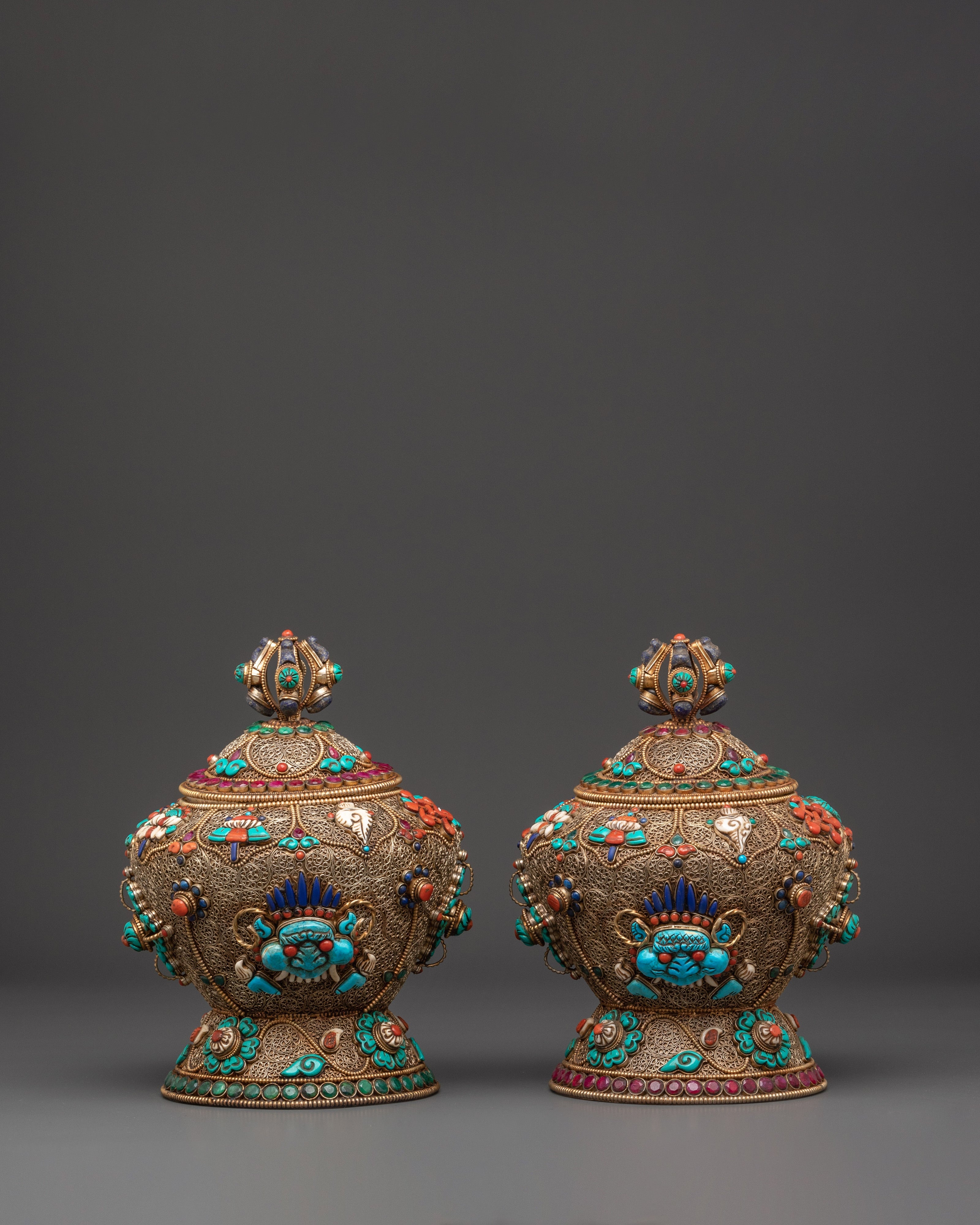 Tibetan Ceremonial Item Dhupur Rice Pot Set | Handcrafted Copper Ritua