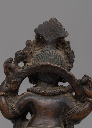 Nritya Ganapati Hindu deity statue | Dancing Ganesha Statue in Oxidized Copper