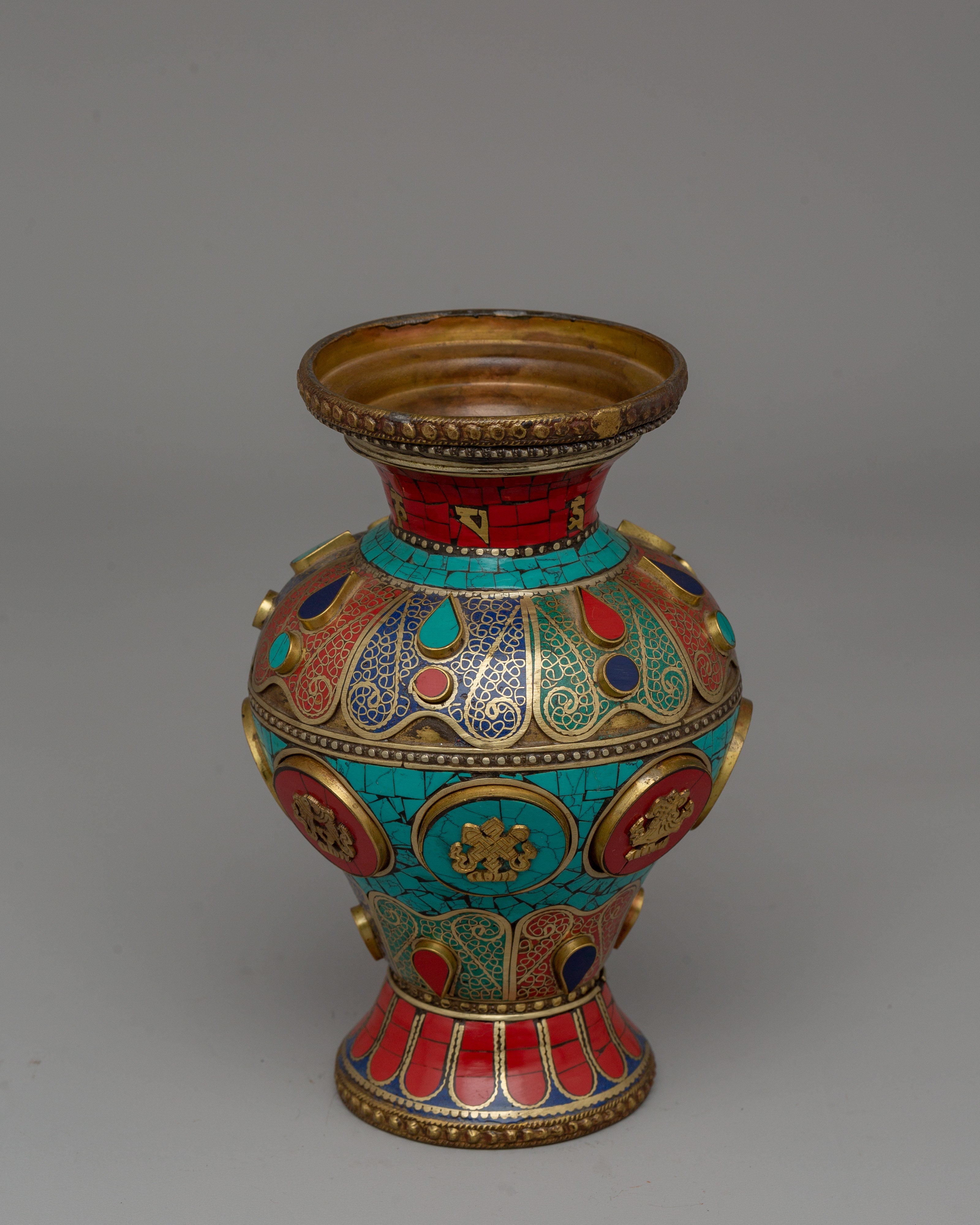 Tibetan Brass Flower Vase | Perfect for Floral Arrangements and Sacred Spaces