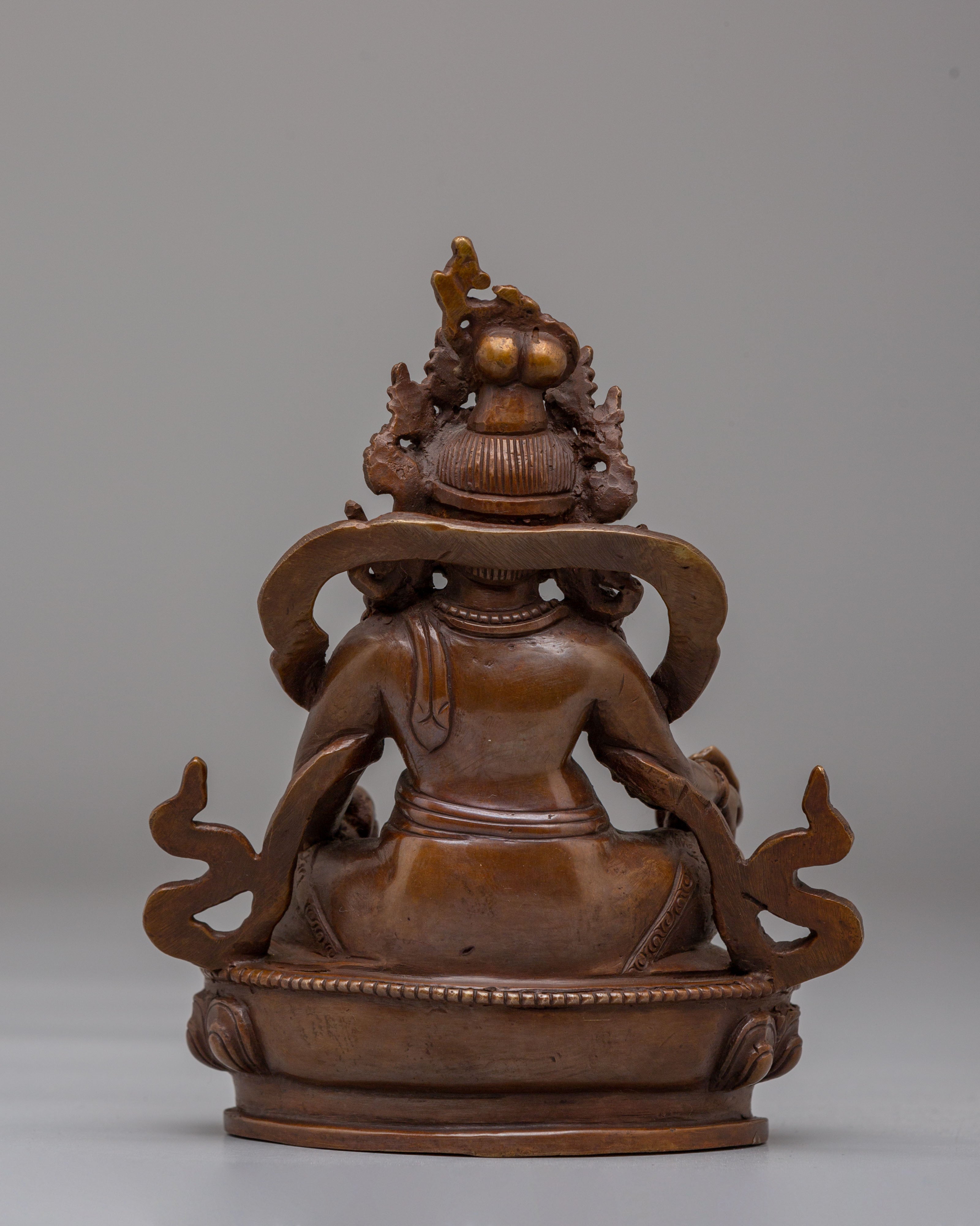 Tibetan Buddhist Dzambhala Statue | Oxidized Copper Buddhist Wealth Deity Sculpture