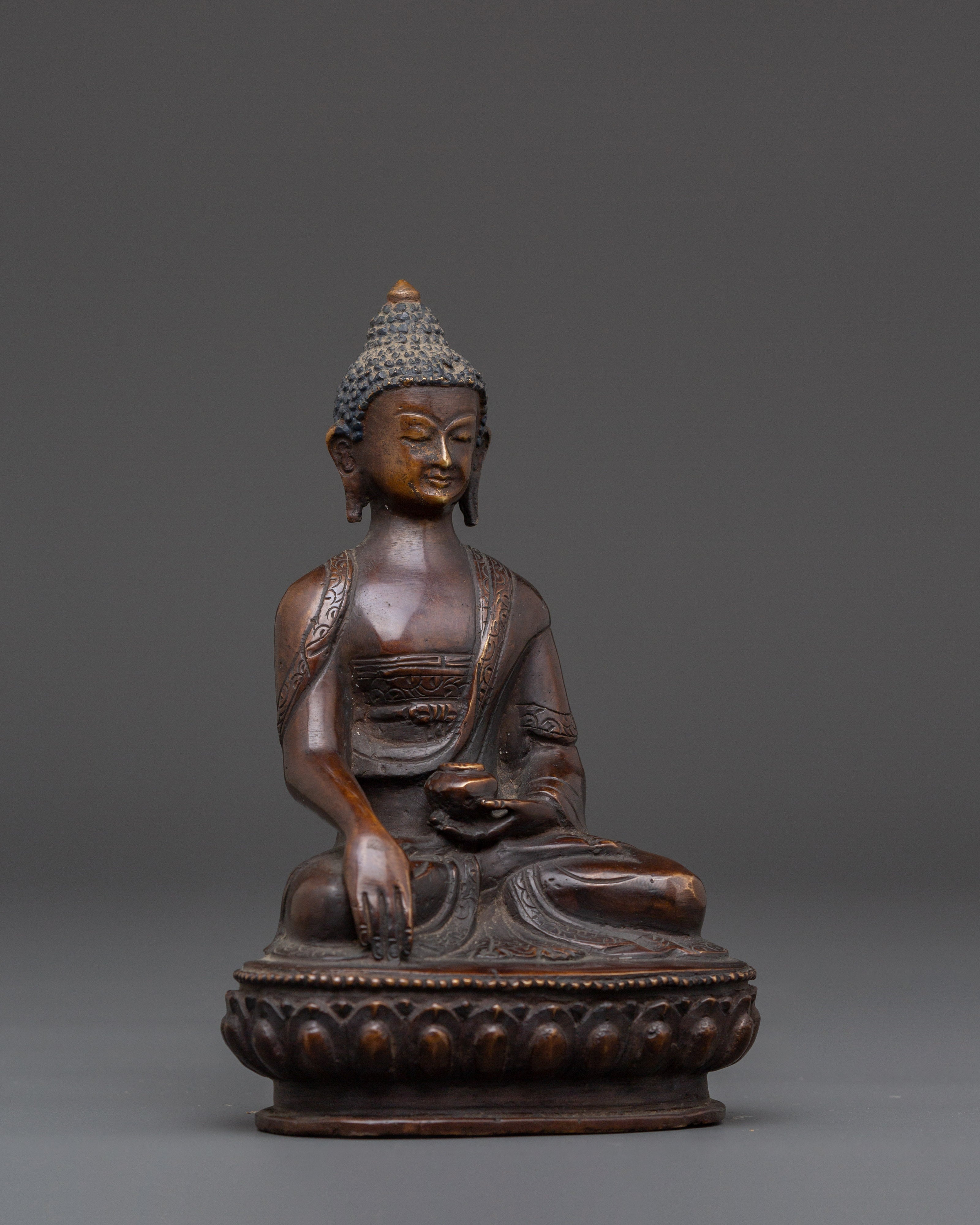 Enlightenment Buddha Shakyamuni | Oxidized Copper Buddha Statue