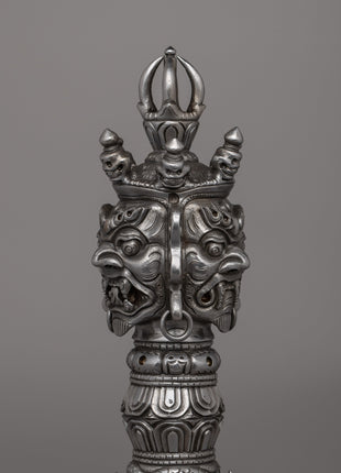 Handcrafted Iron Vajra Phurba |  A Sacred Tibetan Ritual Artifact