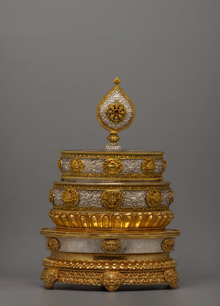 Traditional Buddhist Mandala Set | Artisan-Crafted Offering Bowls for Energy Work
