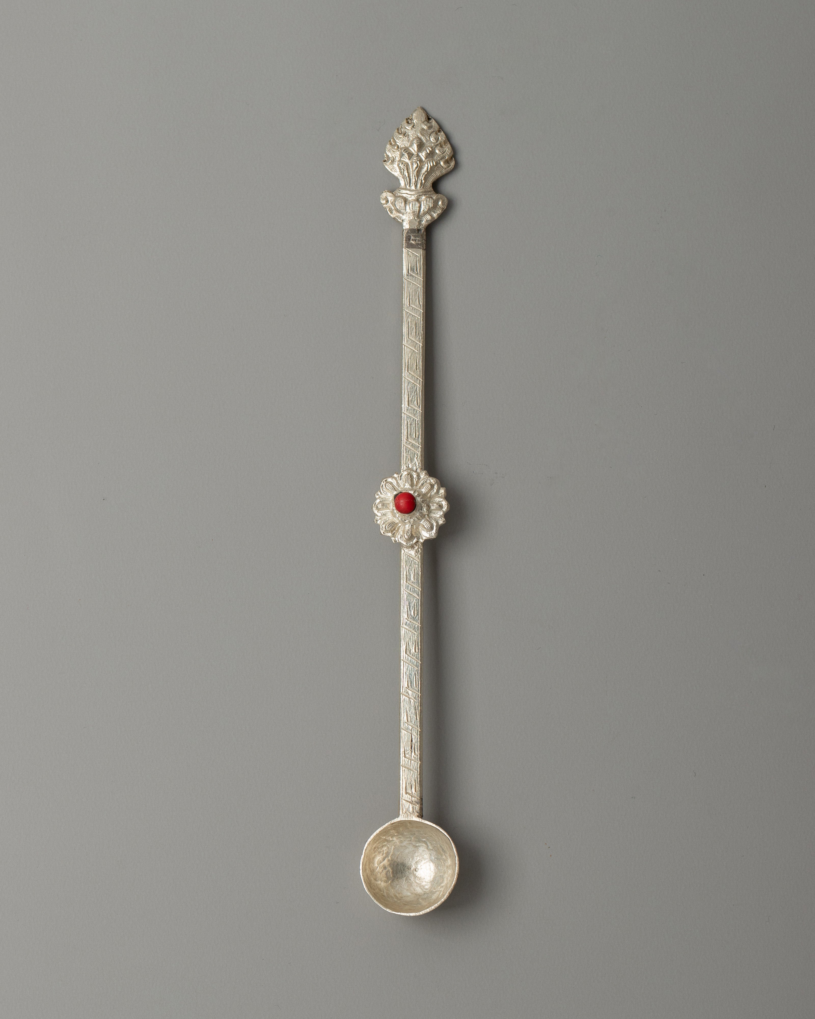 Altar Silver Plated Spoon Set | Coral & Turquoise Inlay Ritual Tool