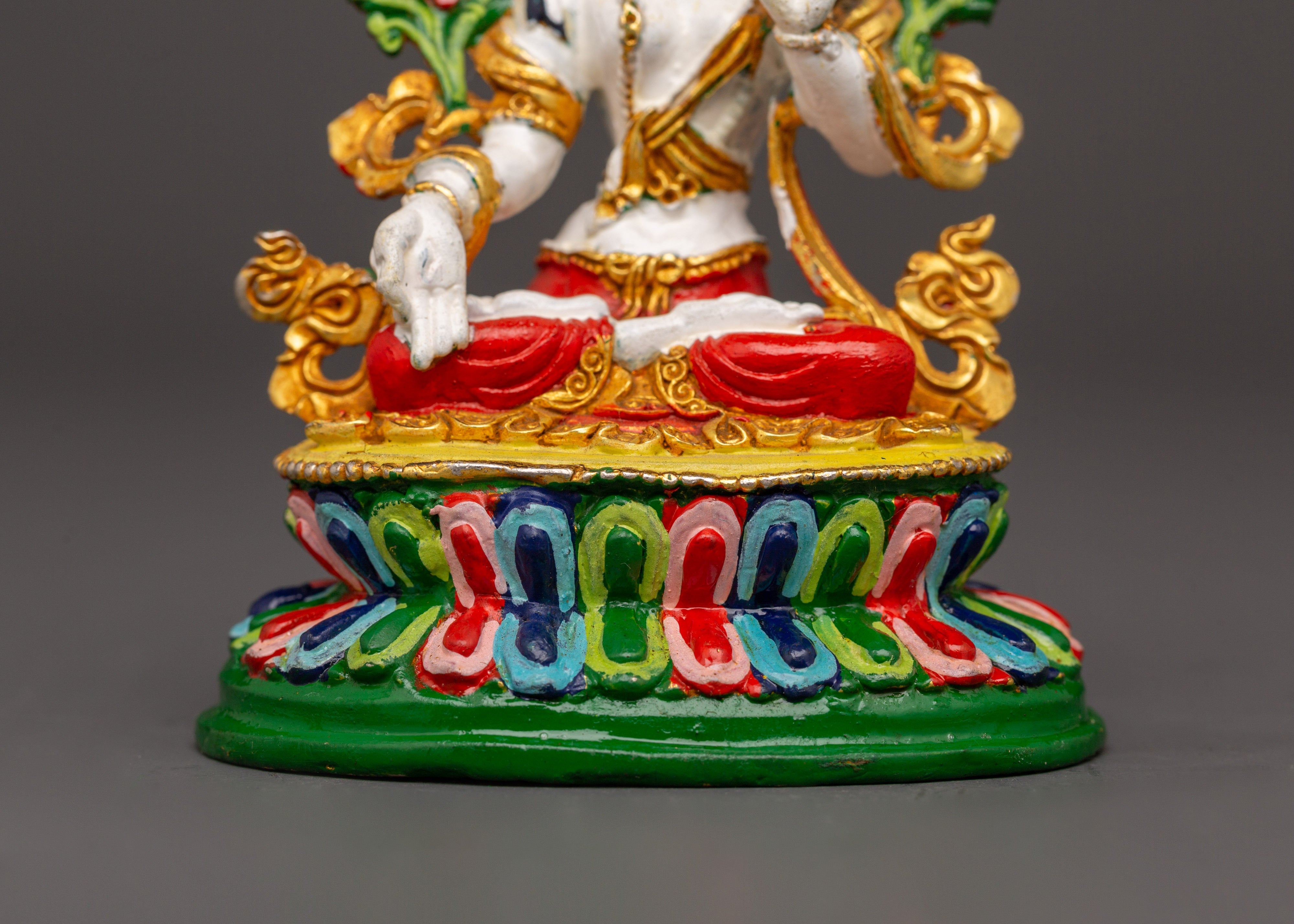 Gold Plated White Tara Statue | Home Decor